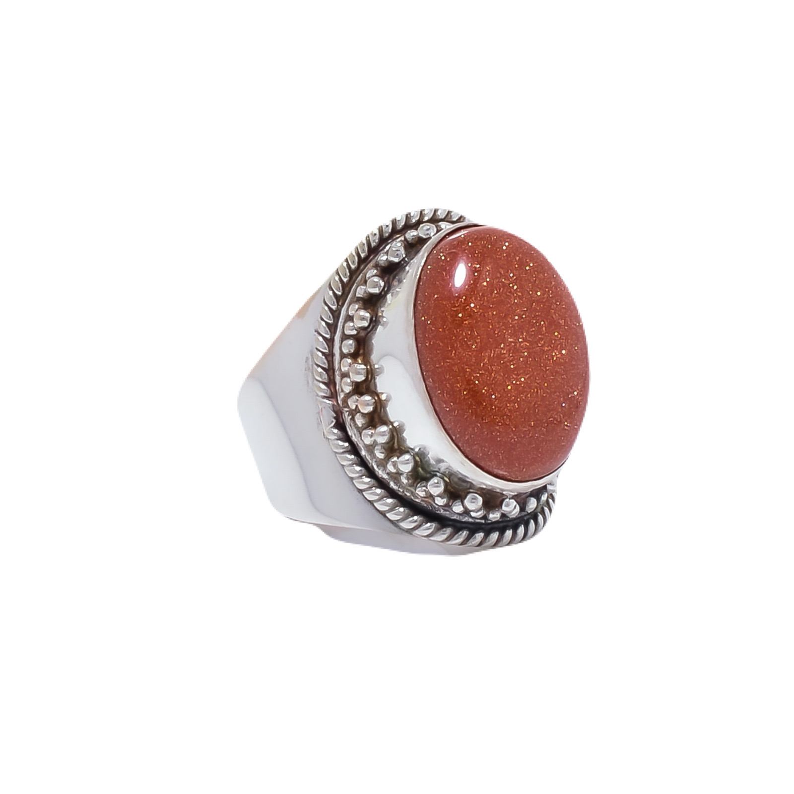 Golden Sunstone - Simulated Gemstone 925 Sterling Silver Ring