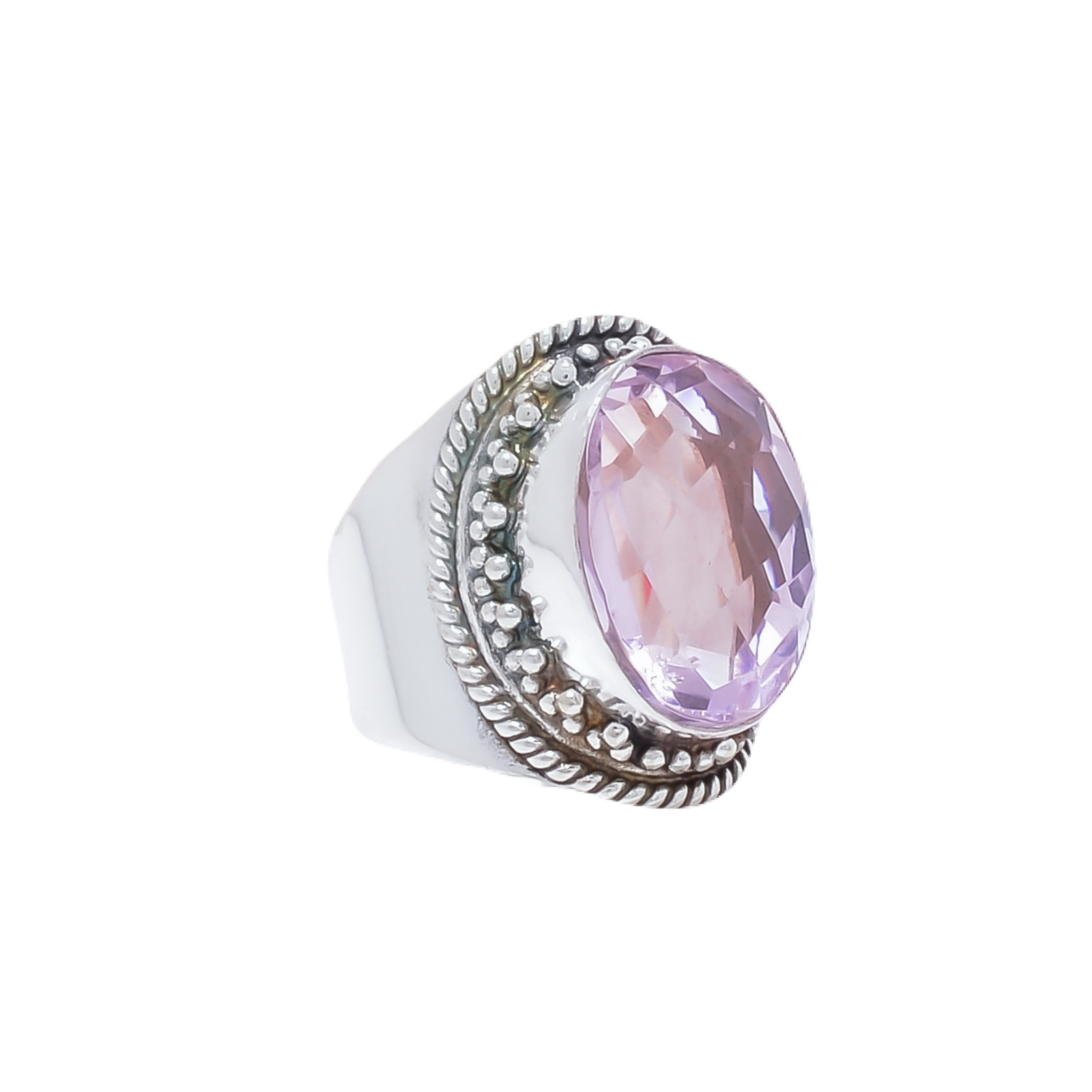 Pink Kunzite - Simulated Gemstone 925 Sterling Silver Ring