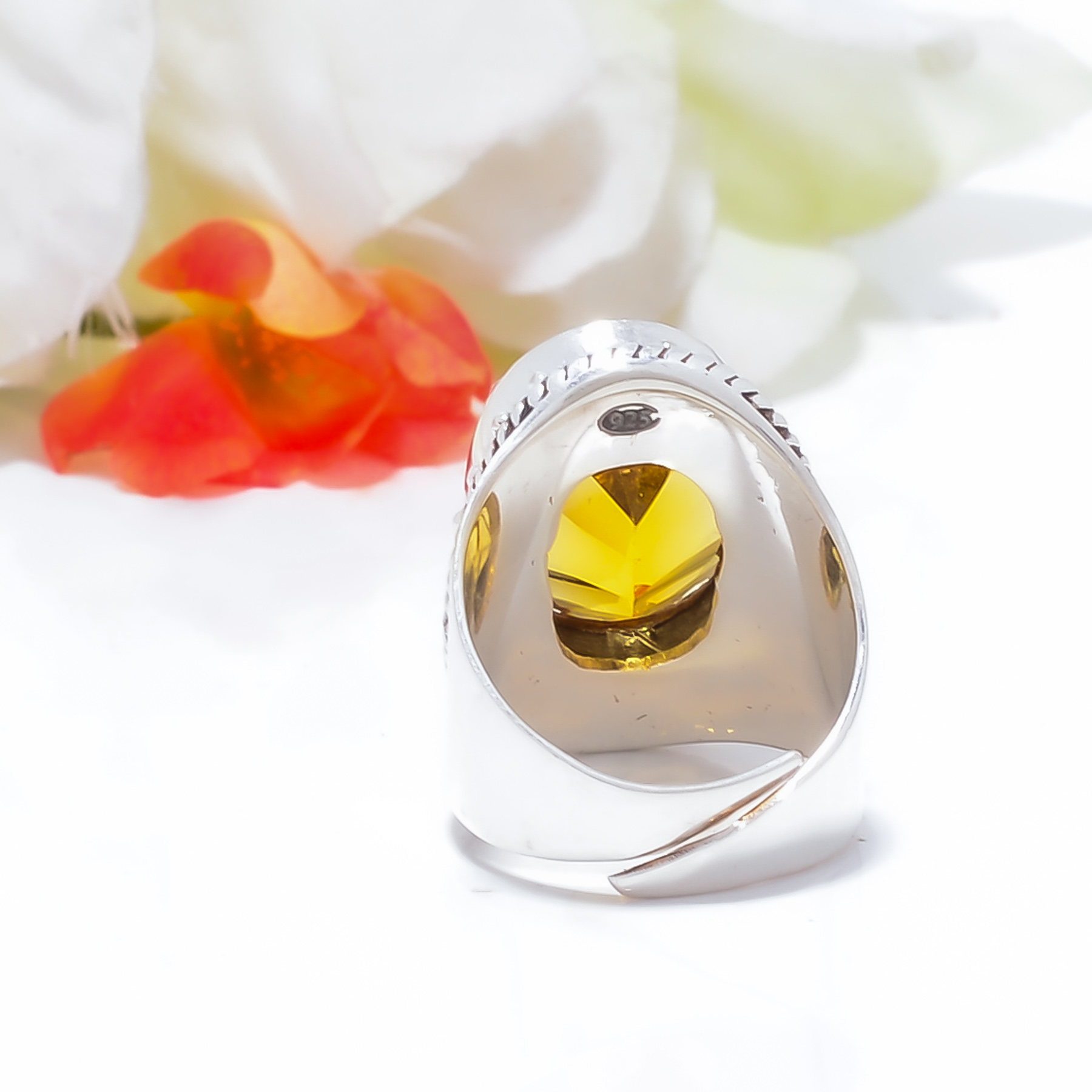 Citrine - Simulated Gemstone 925 Sterling Silver Ring