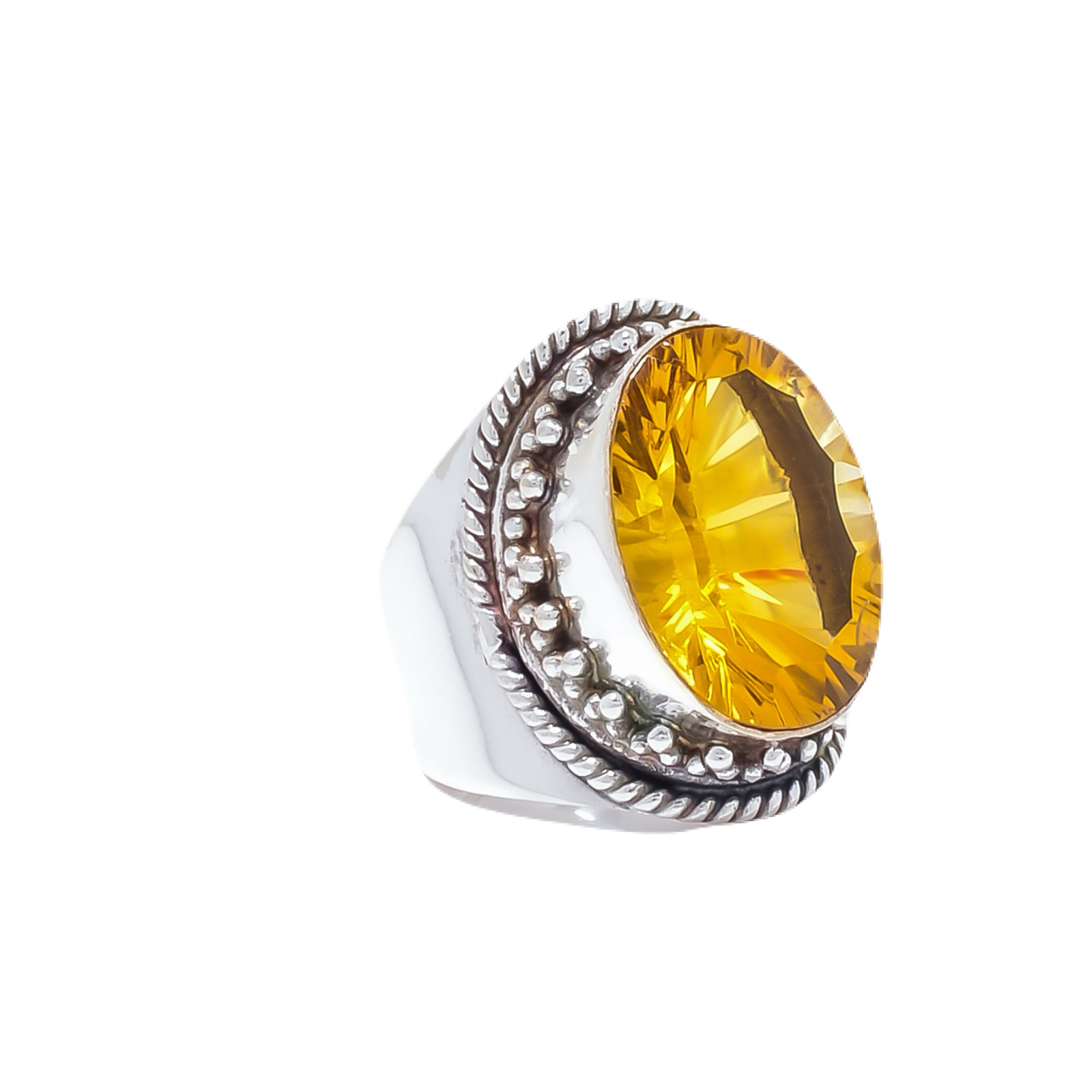 Citrine - Simulated Gemstone 925 Sterling Silver Ring