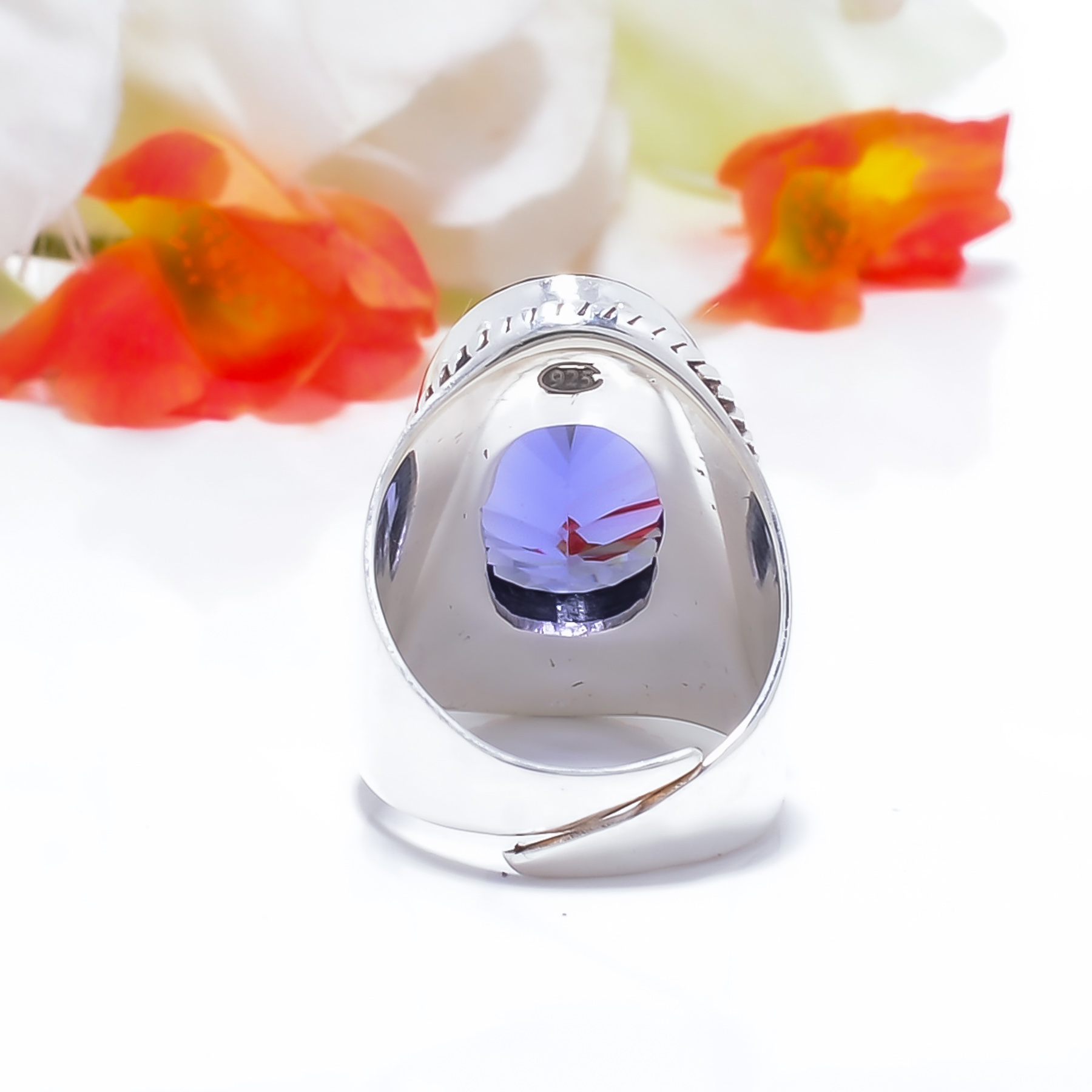 Iolite - Simulated Gemstone 925 Sterling Silver Ring