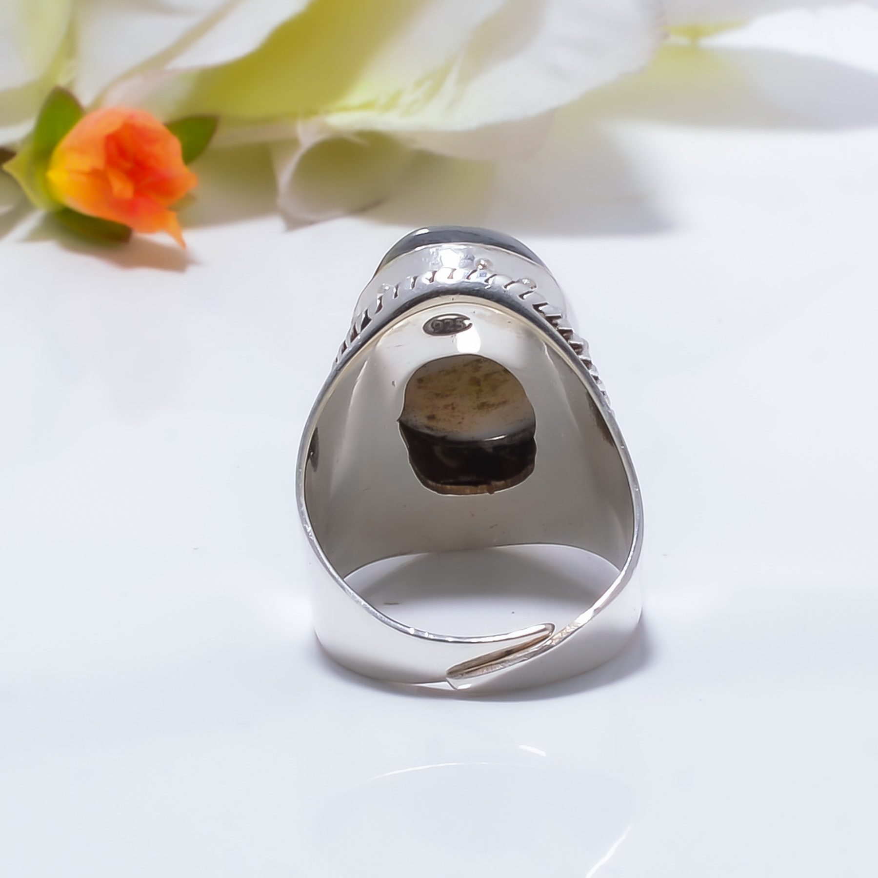 Black Titanium Agate Drusy Gemstone 925 Sterling Silver Ring