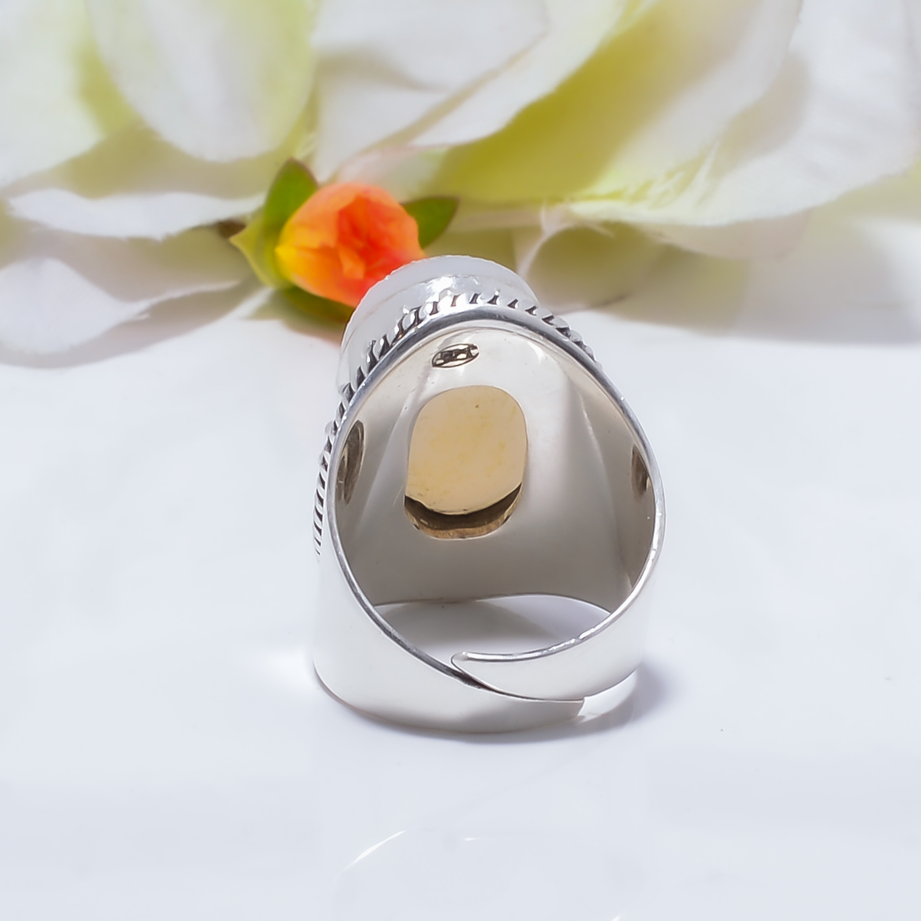 Snow White Titanium Agate Drusy Gemstone 925 Sterling Silver Ring