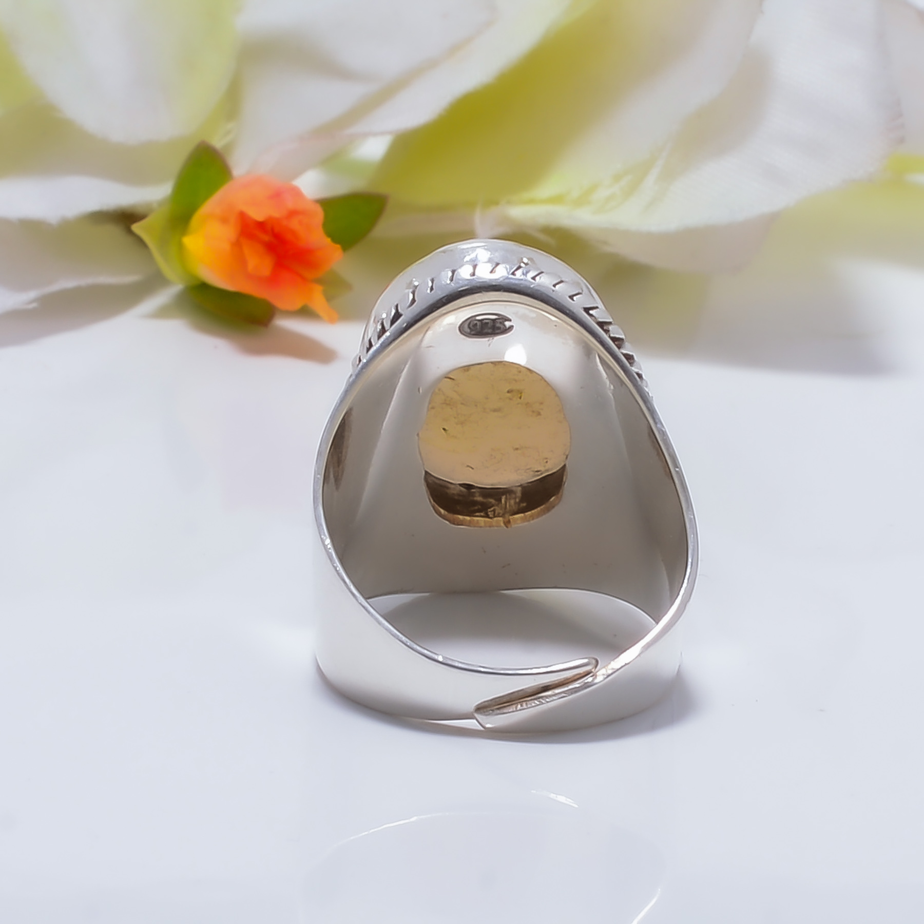 Snow White Titanium Agate Drusy Gemstone 925 Sterling Silver Ring