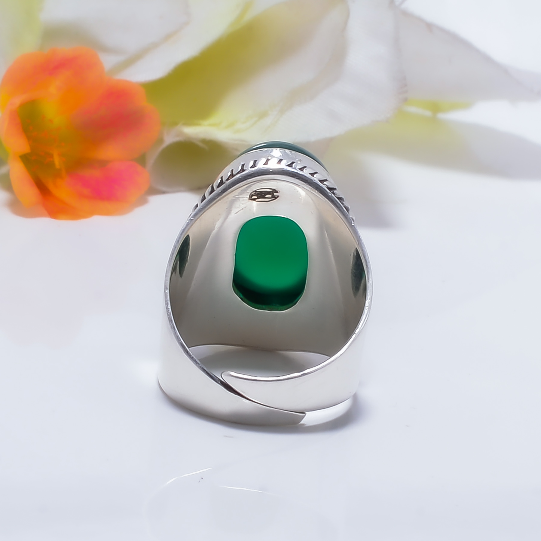 Green Onyx Gemstone 925 Sterling Silver Ring