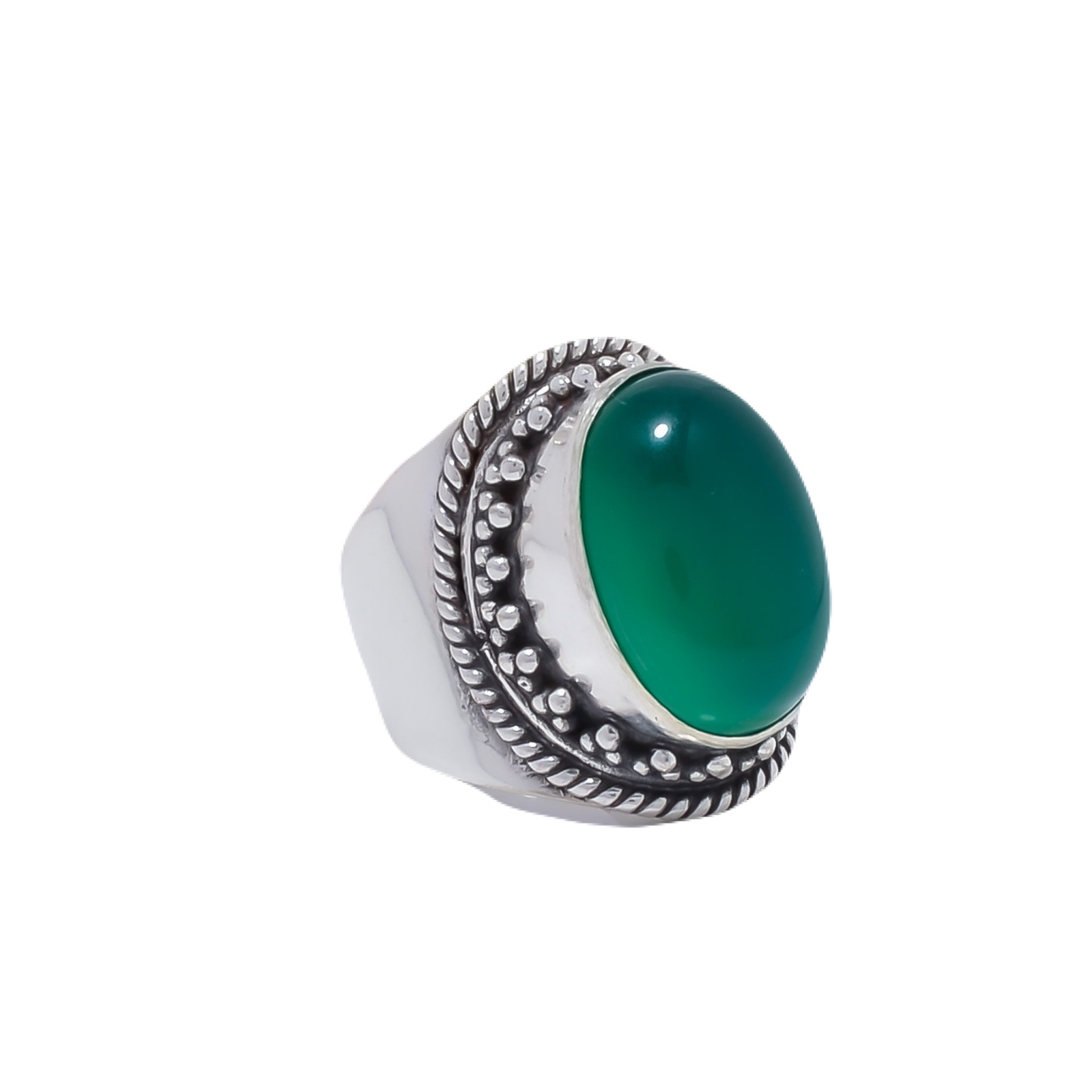 Green Onyx Gemstone 925 Sterling Silver Ring