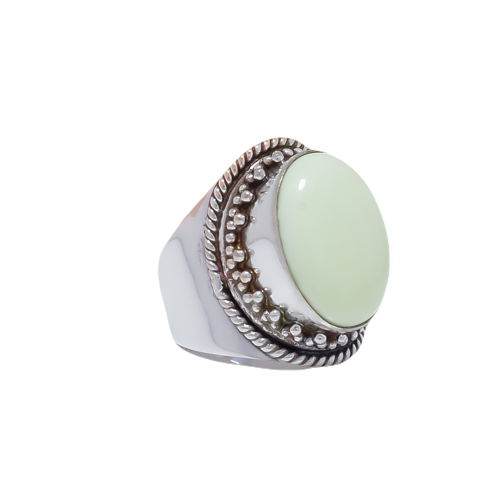Lemon Chrysoprase - Australia Gemstone 925 Sterling Silver Ring