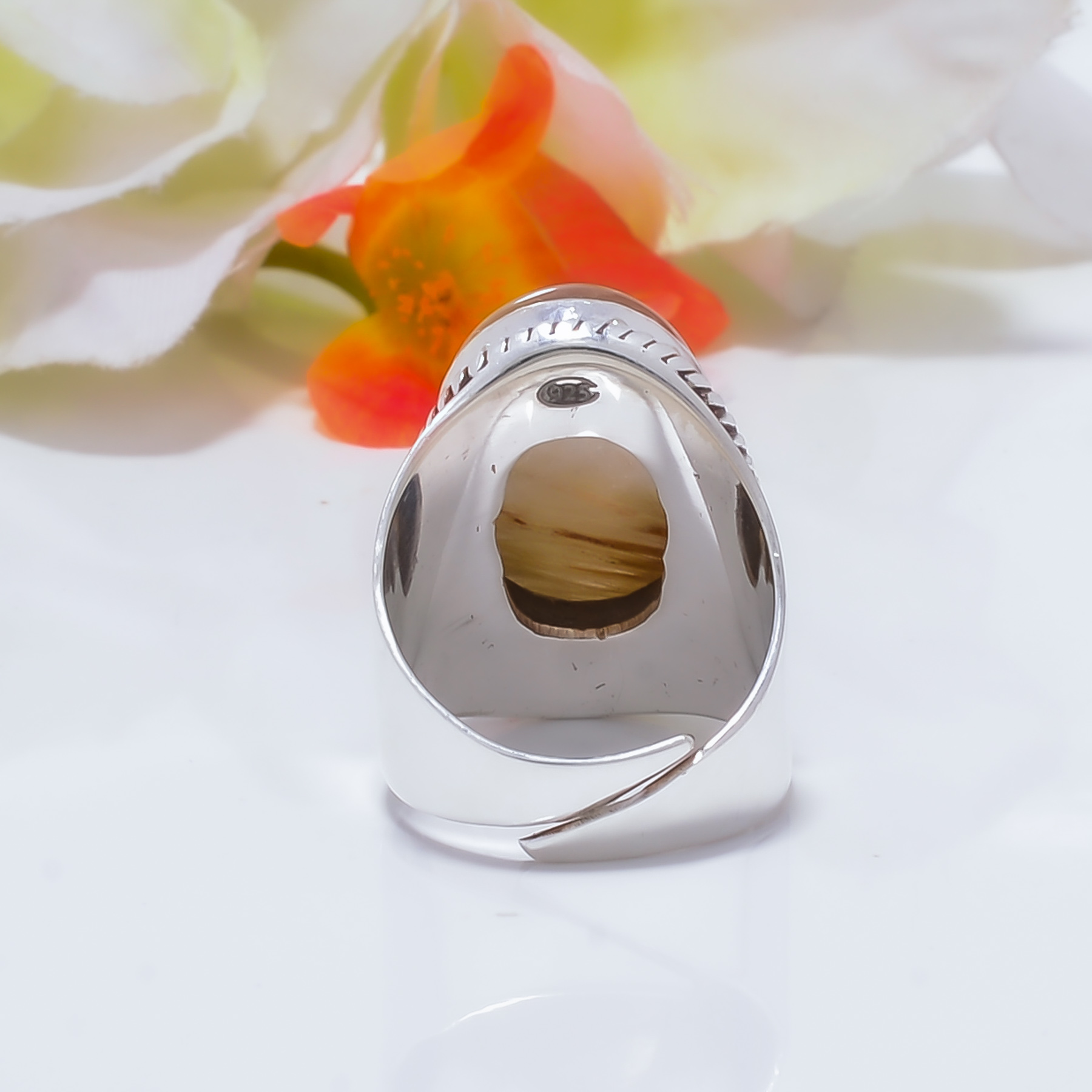 Golden Rutilated Quartz - Brazil Gemstone 925 Sterling Silver Ring