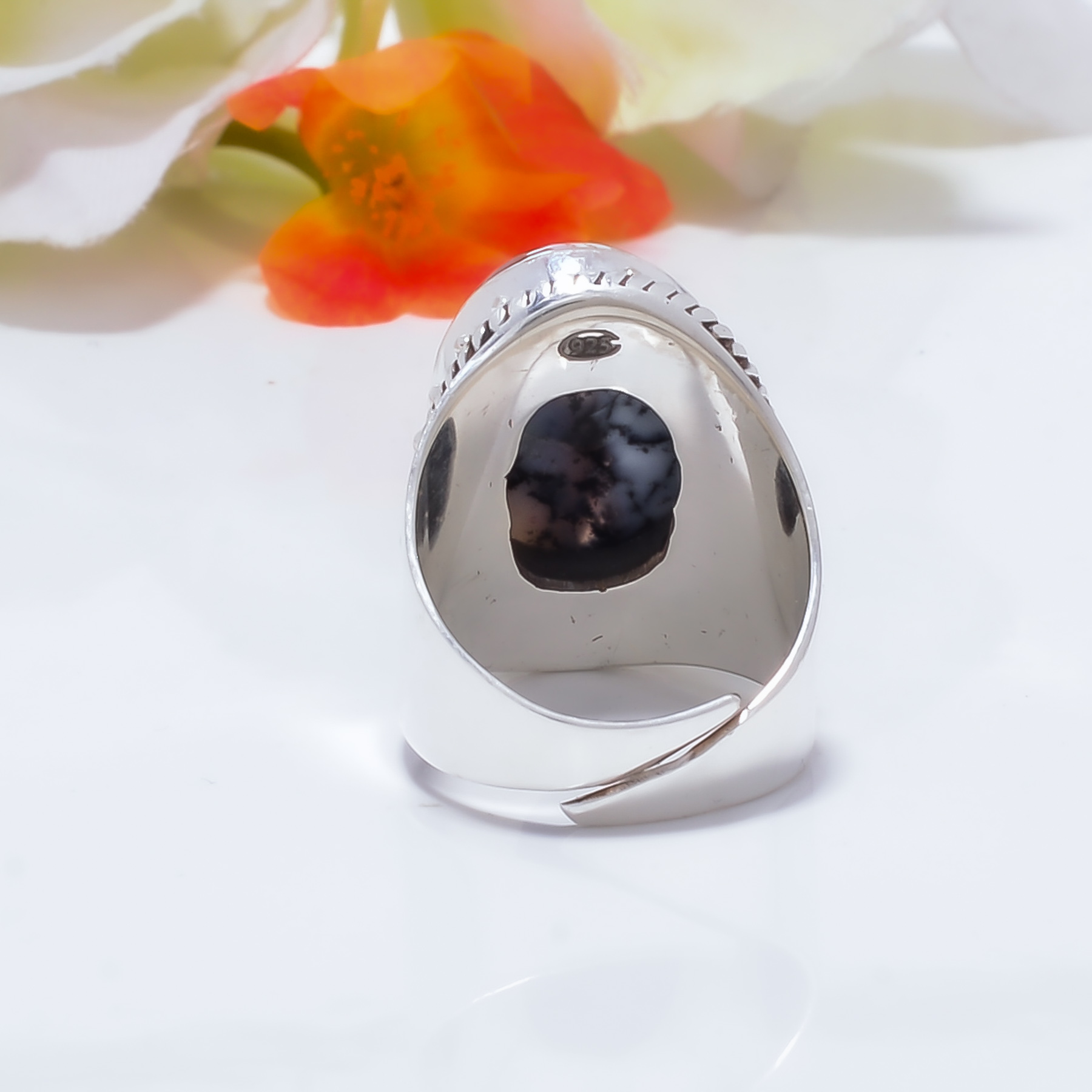 Dendritic Agate - Brazil Gemstone 925 Sterling Silver Ring