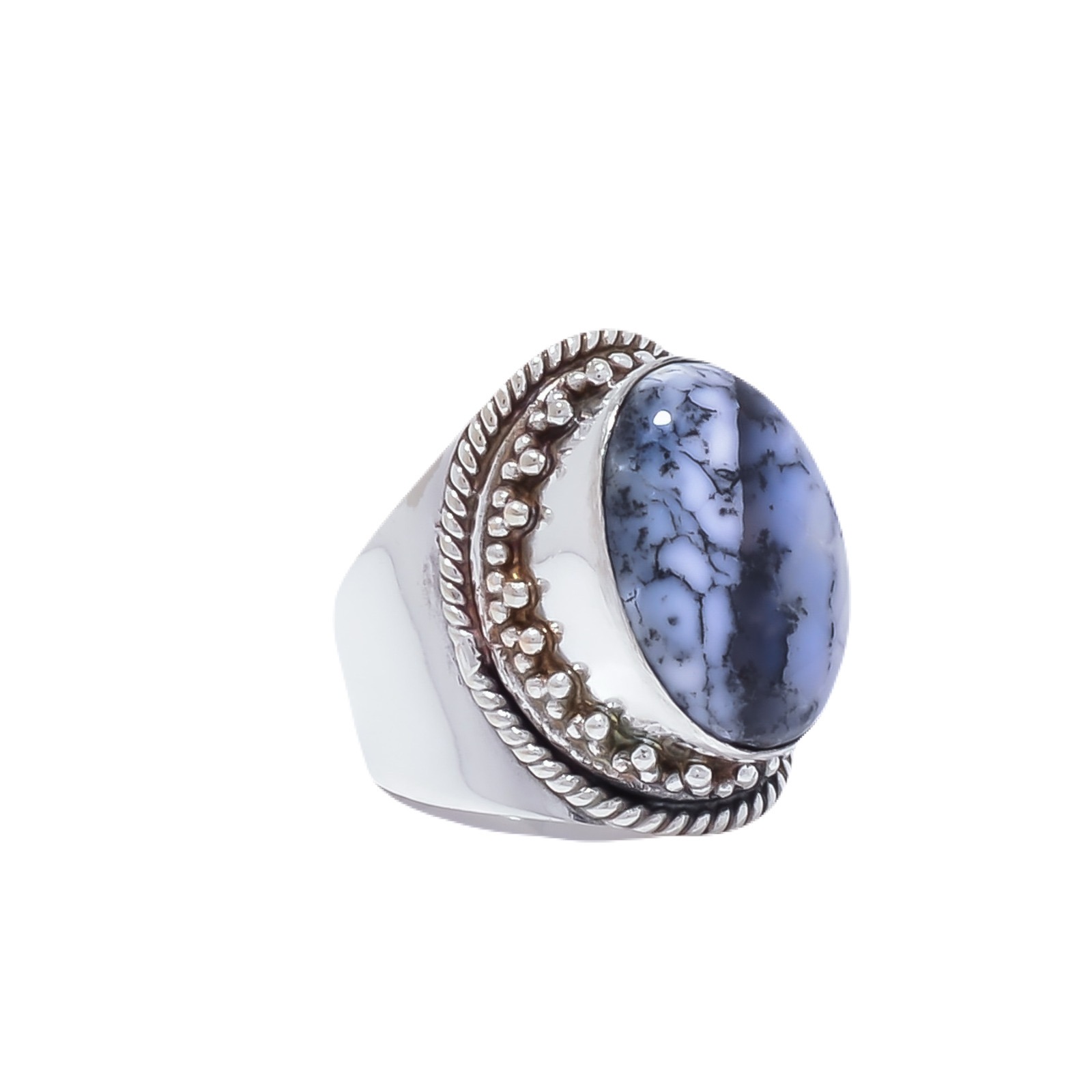 Dendritic Agate - Brazil Gemstone 925 Sterling Silver Ring