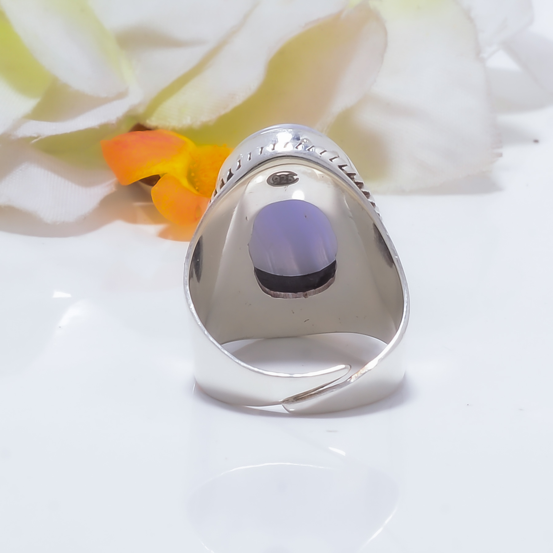 Blue Lace Agate - Namibia Gemstone 925 Sterling Silver Ring