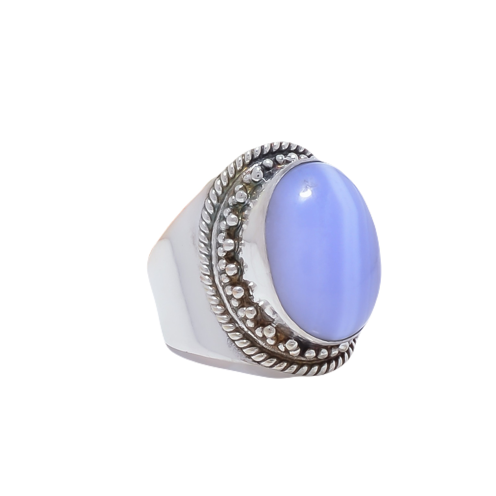 Blue Lace Agate - Namibia Gemstone 925 Sterling Silver Ring