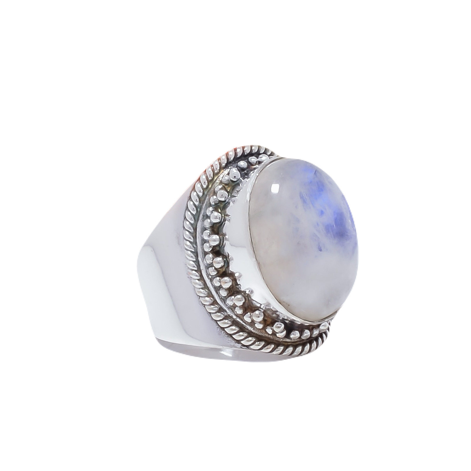 Rainbow Moonstone - India Gemstone 925 Sterling Silver Ring
