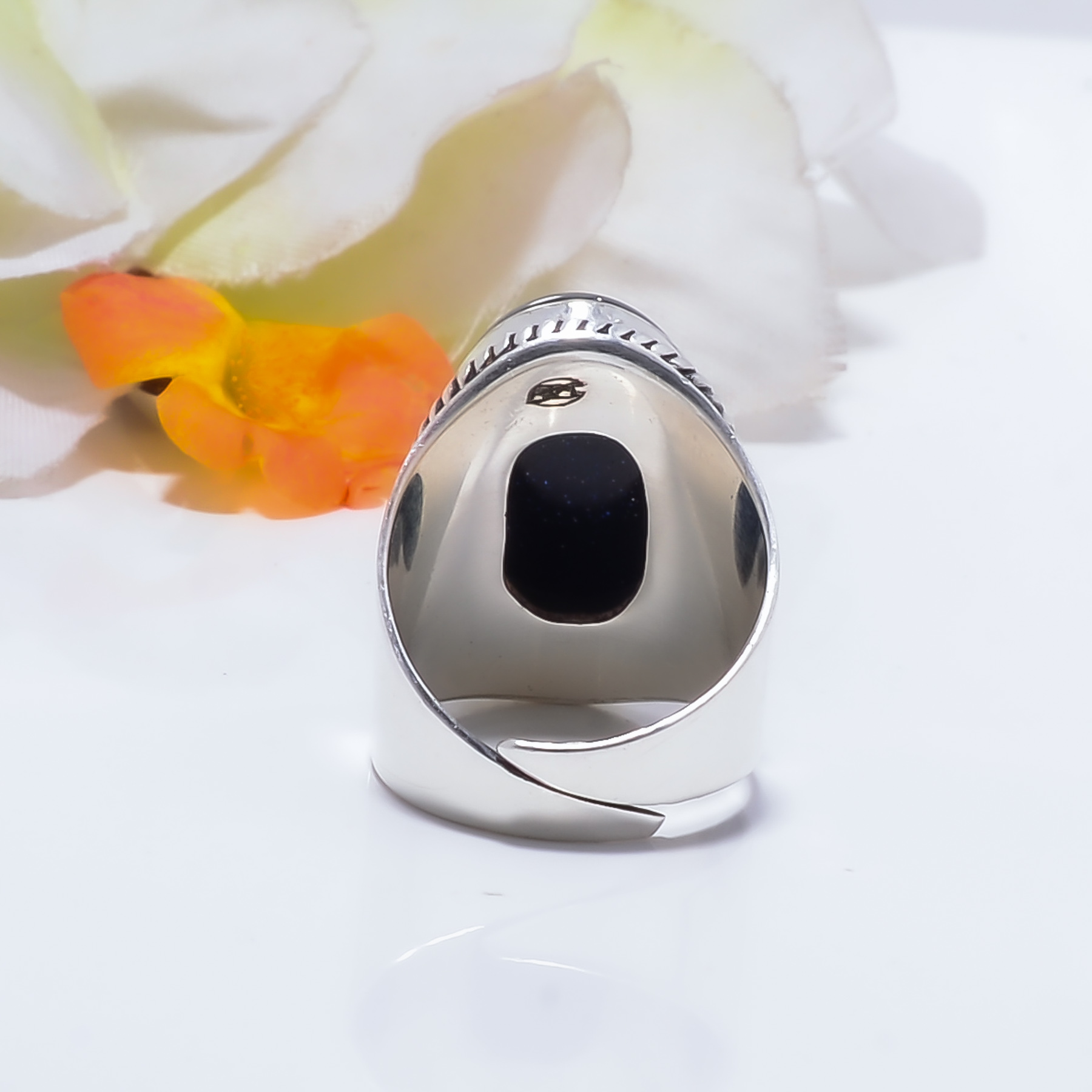 Blue Sunstone - Simulated Gemstone 925 Sterling Silver Ring