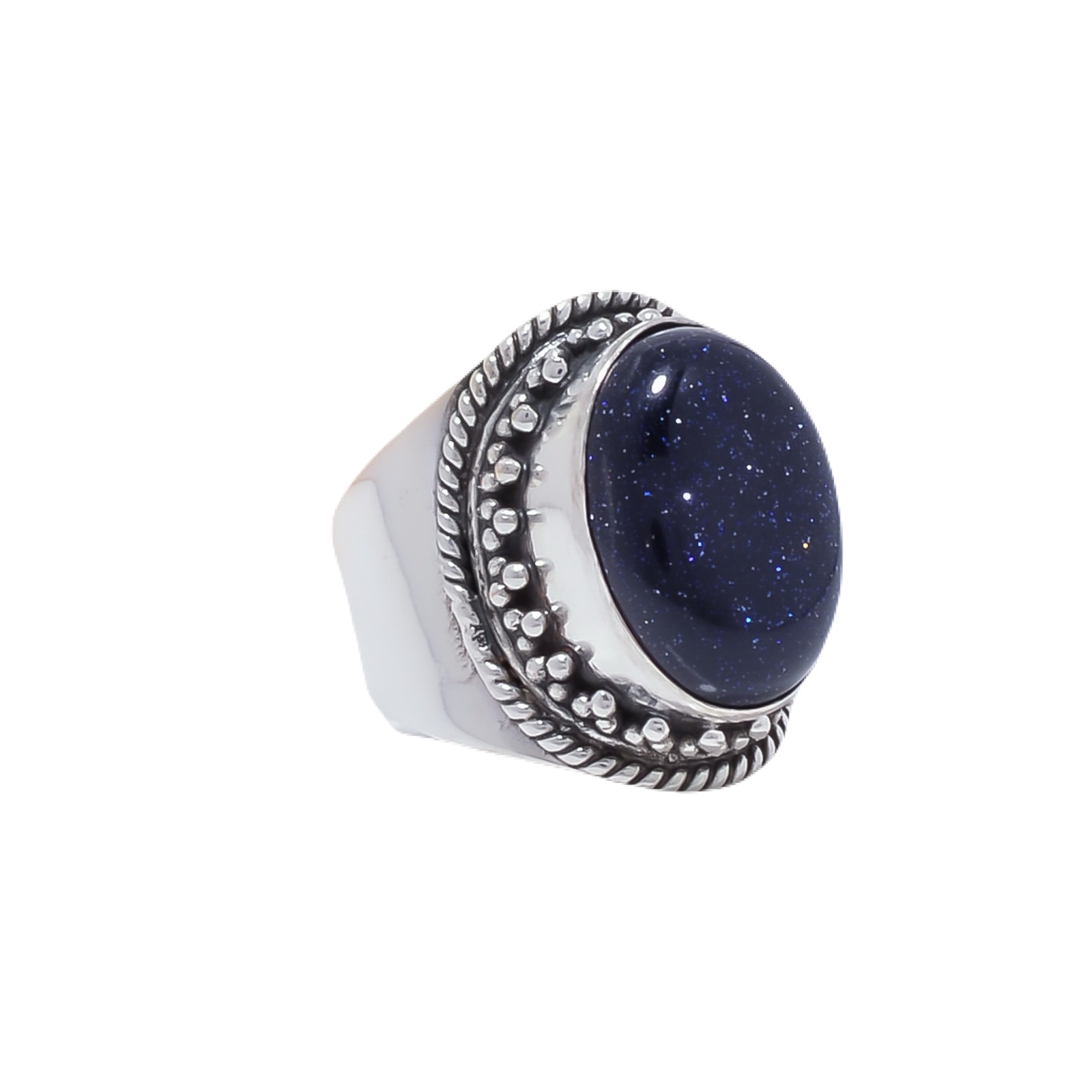 Blue Sunstone - Simulated Gemstone 925 Sterling Silver Ring