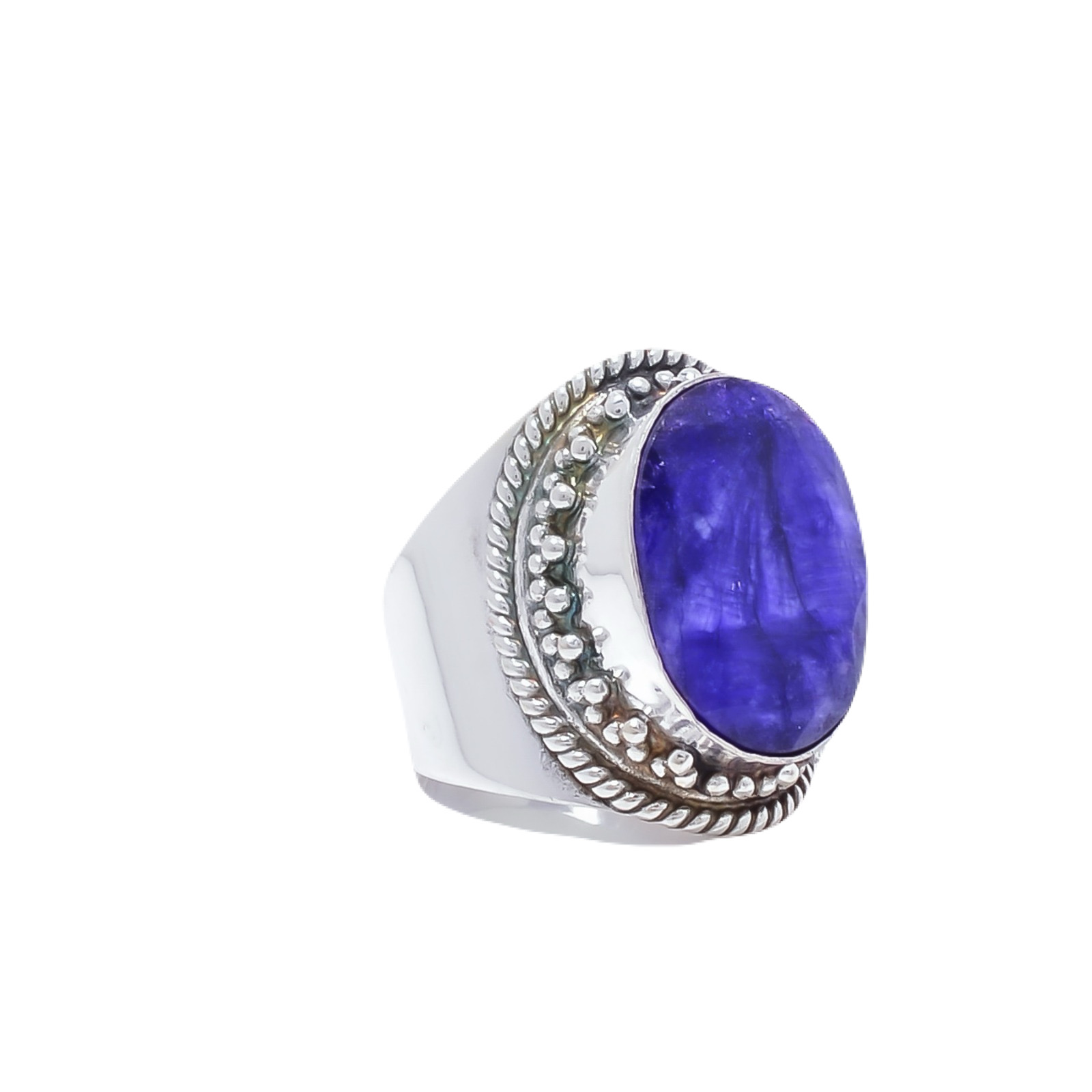 Blue Sapphire - Dyed Quartz Gemstone 925 Sterling Silver Ring