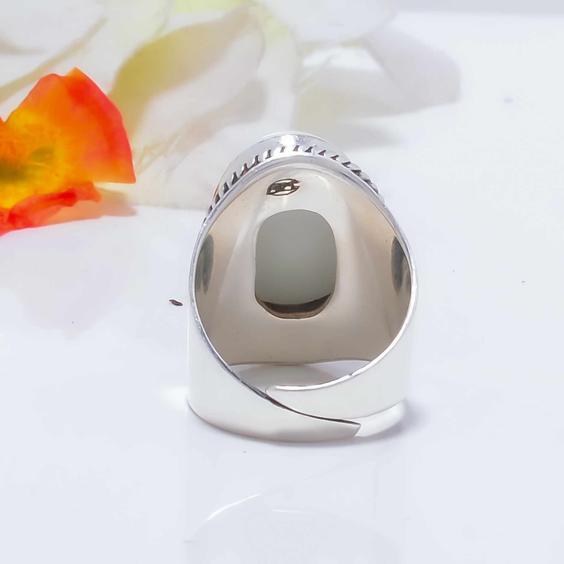 White Coral - Simulated Gemstone 925 Sterling Silver Ring