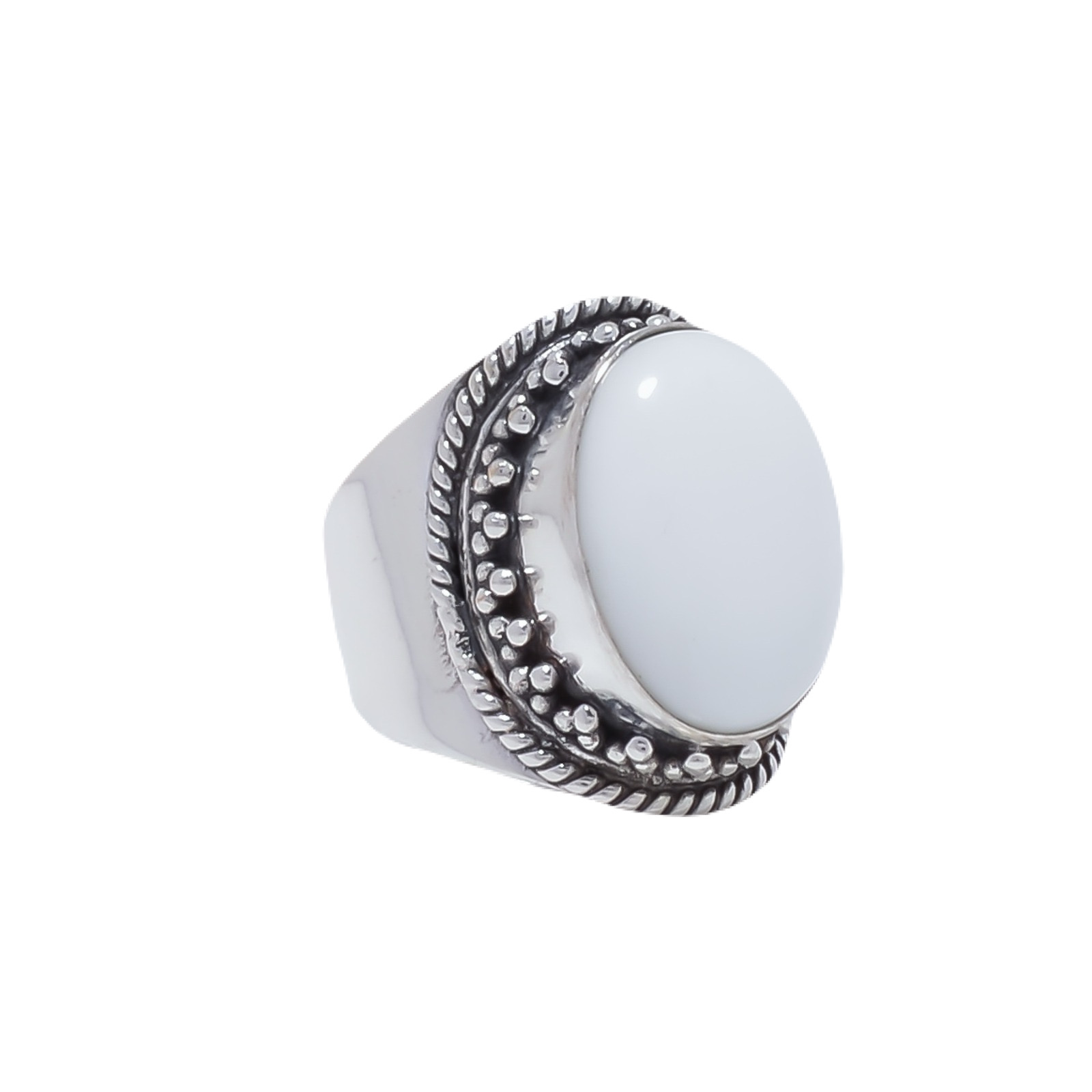 White Coral - Simulated Gemstone 925 Sterling Silver Ring