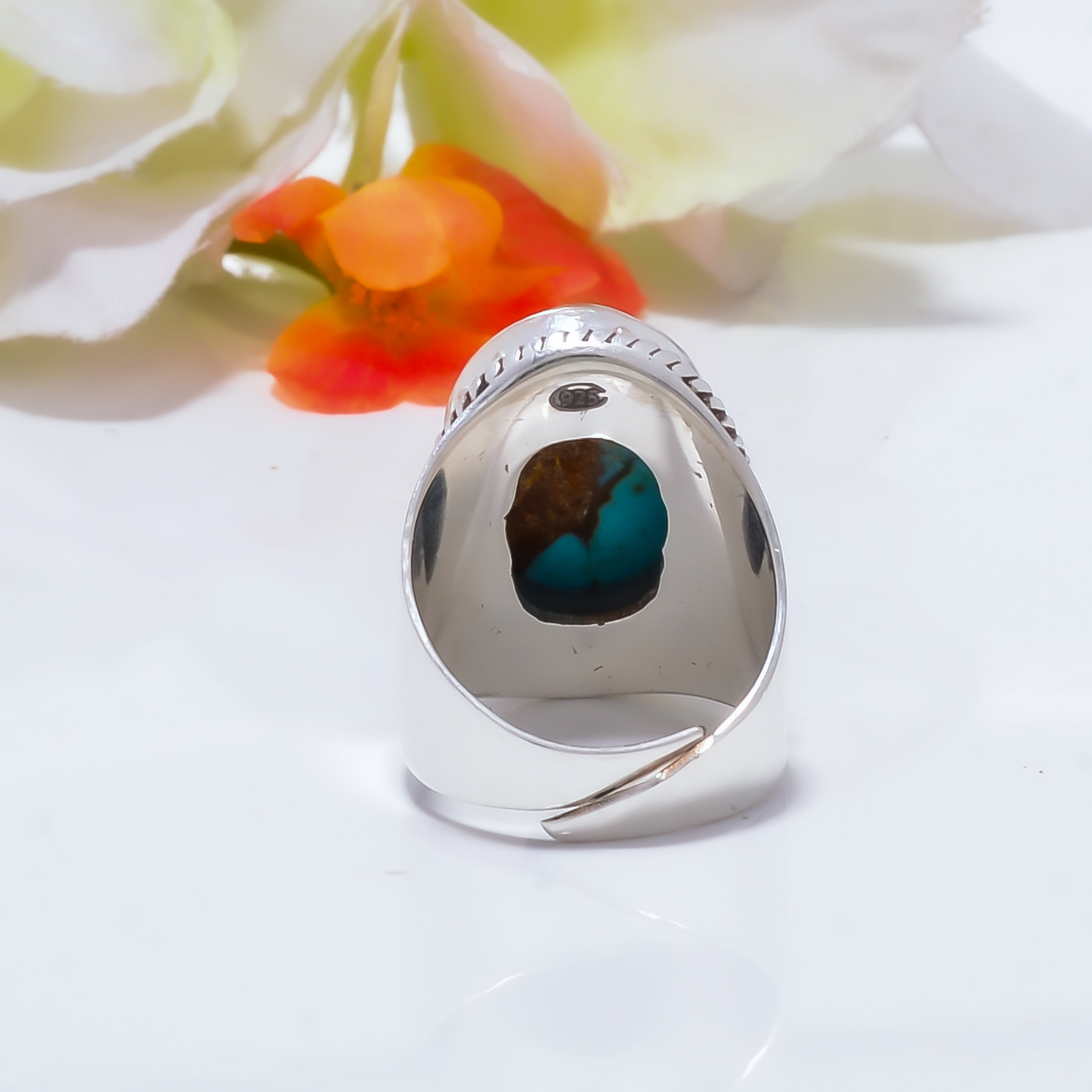 Copper Turquoise - Pilot Mountain Gemstone 925 Sterling Silver Ring