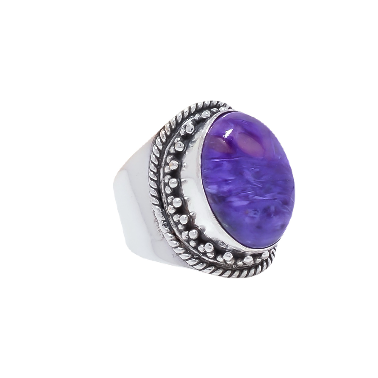 Purple Charoite - Siberia Gemstone 925 Sterling Silver Ring
