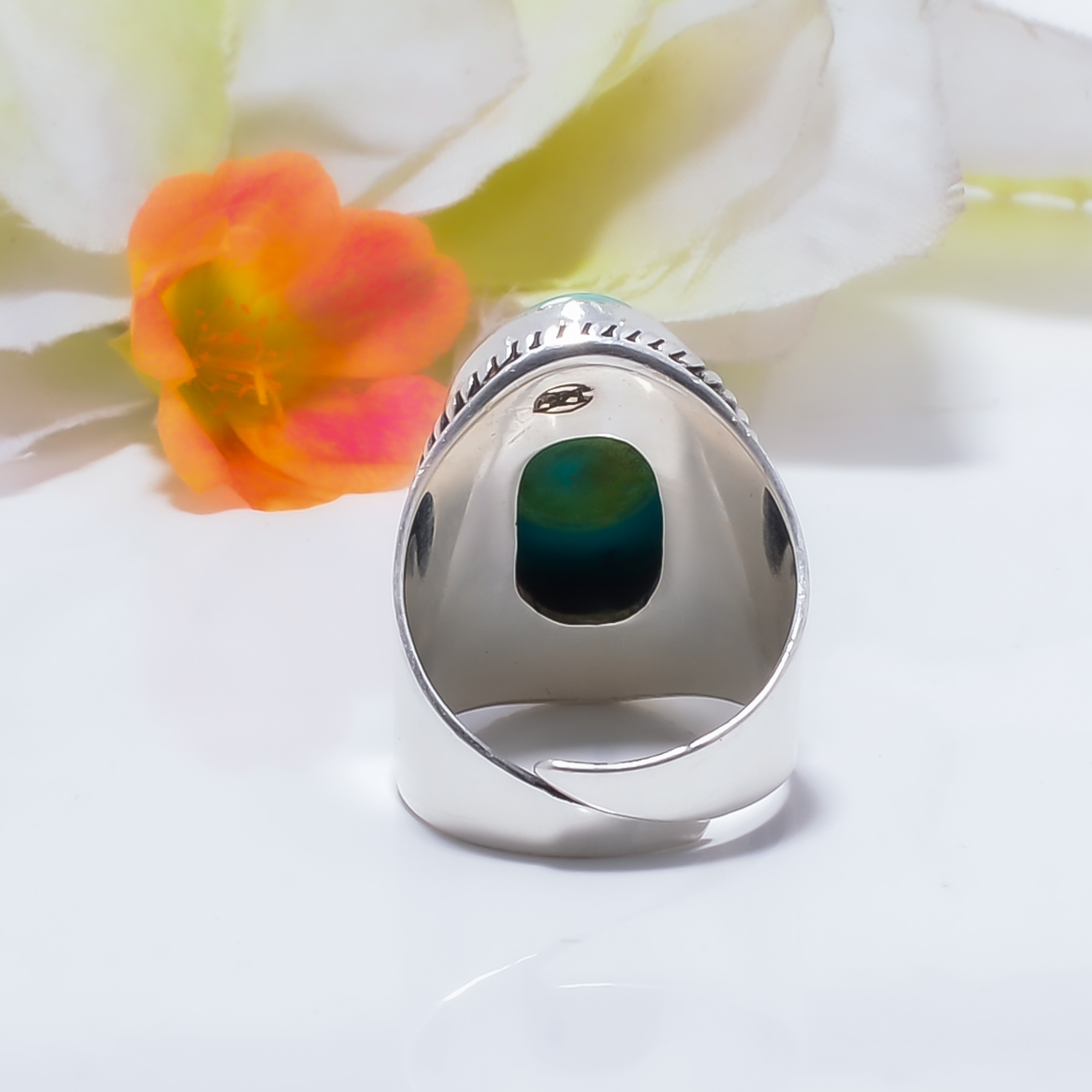 Santa Turquoise - Simulated Gemstone 925 Sterling Silver Ring