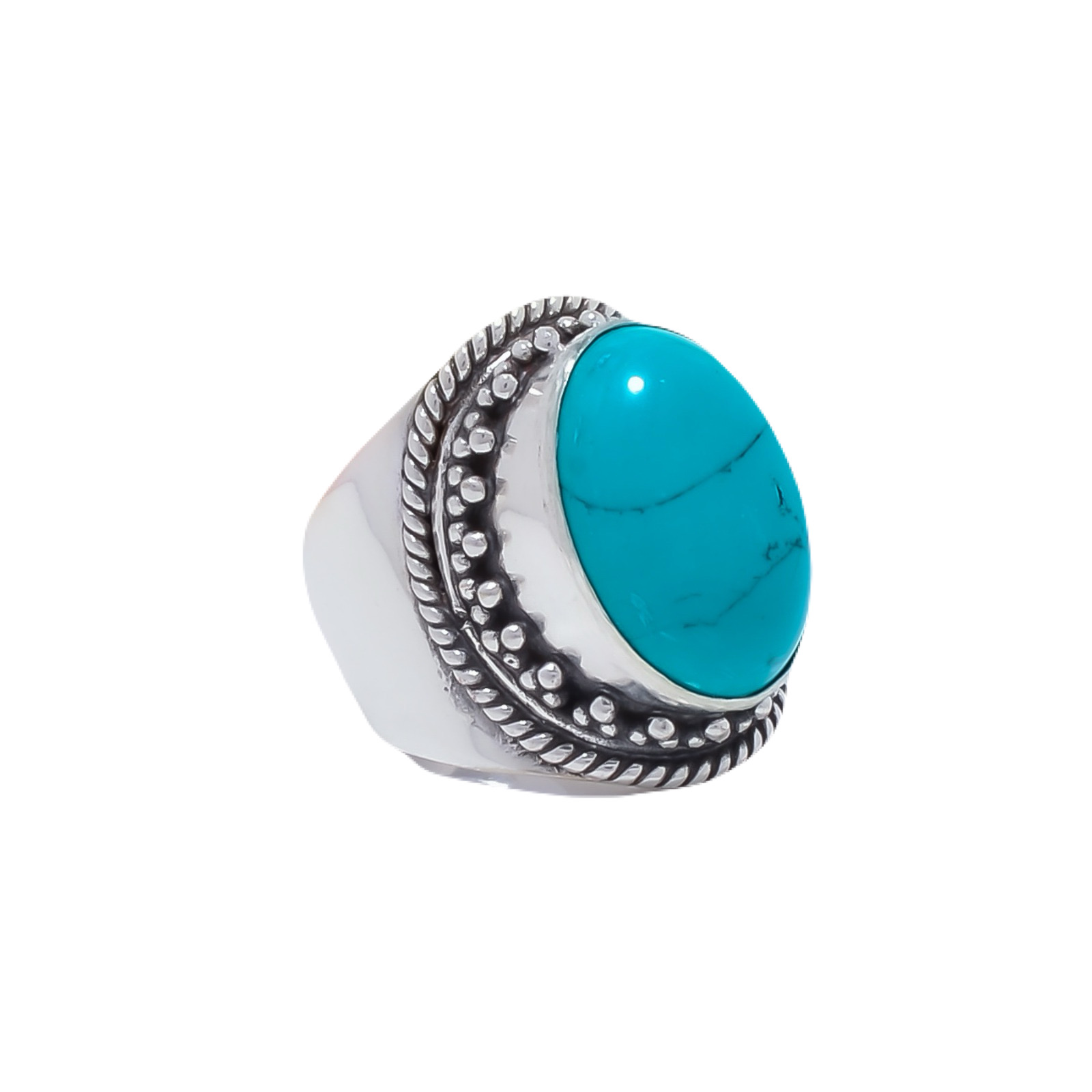 Santa Turquoise - Simulated Gemstone 925 Sterling Silver Ring