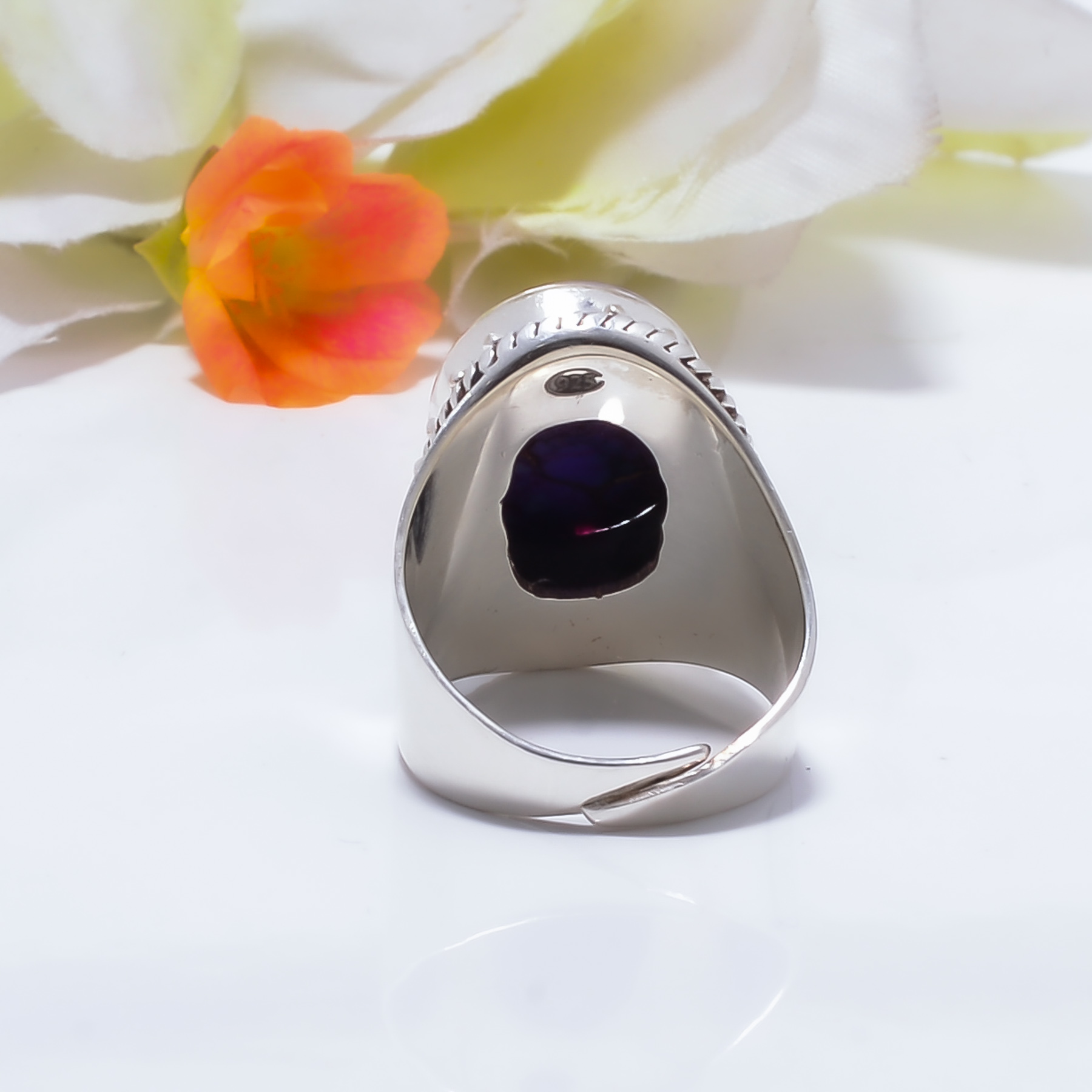 Copper Purple Turquoise Gemstone 925 Sterling Silver Ring