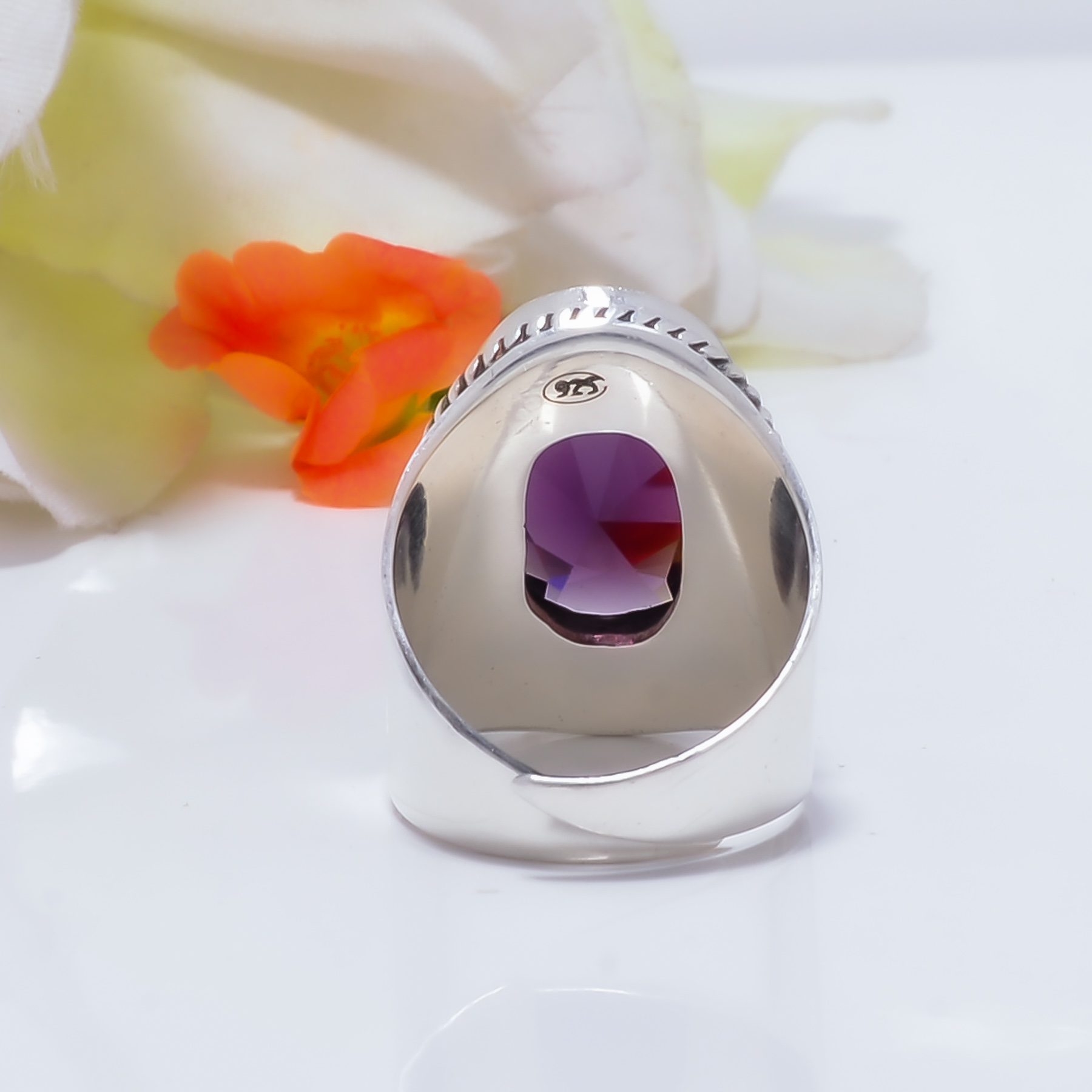 Purple Amethyst - Simulated Gemstone 925 Sterling Silver Ring