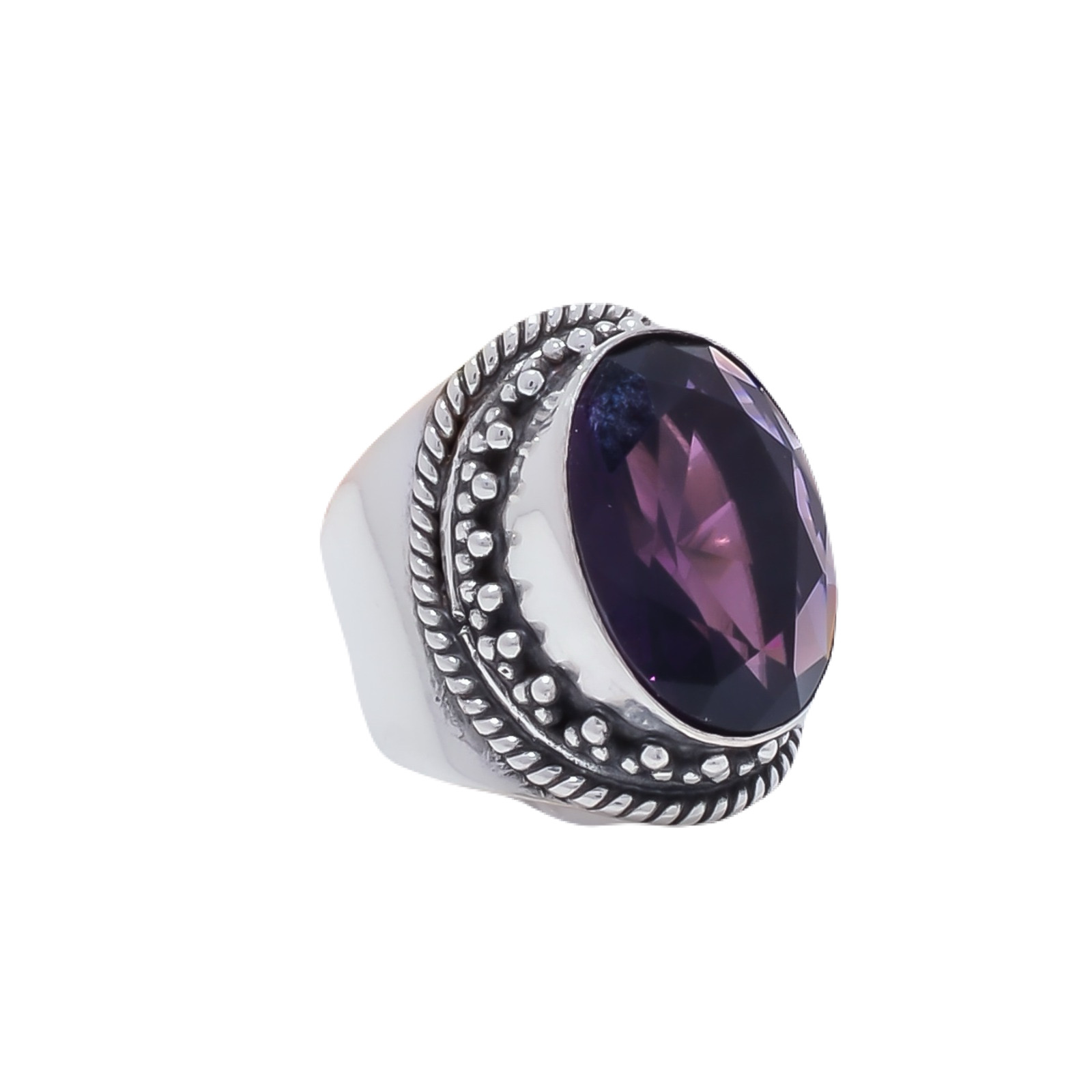 Purple Amethyst - Simulated Gemstone 925 Sterling Silver Ring