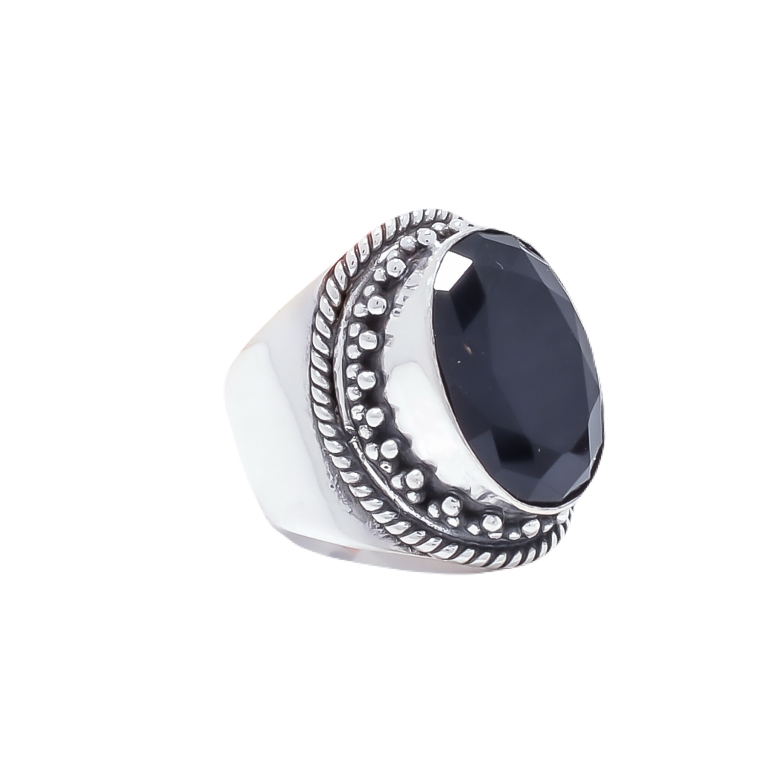Black Onyx - Simulated Gemstone 925 Sterling Silver Ring
