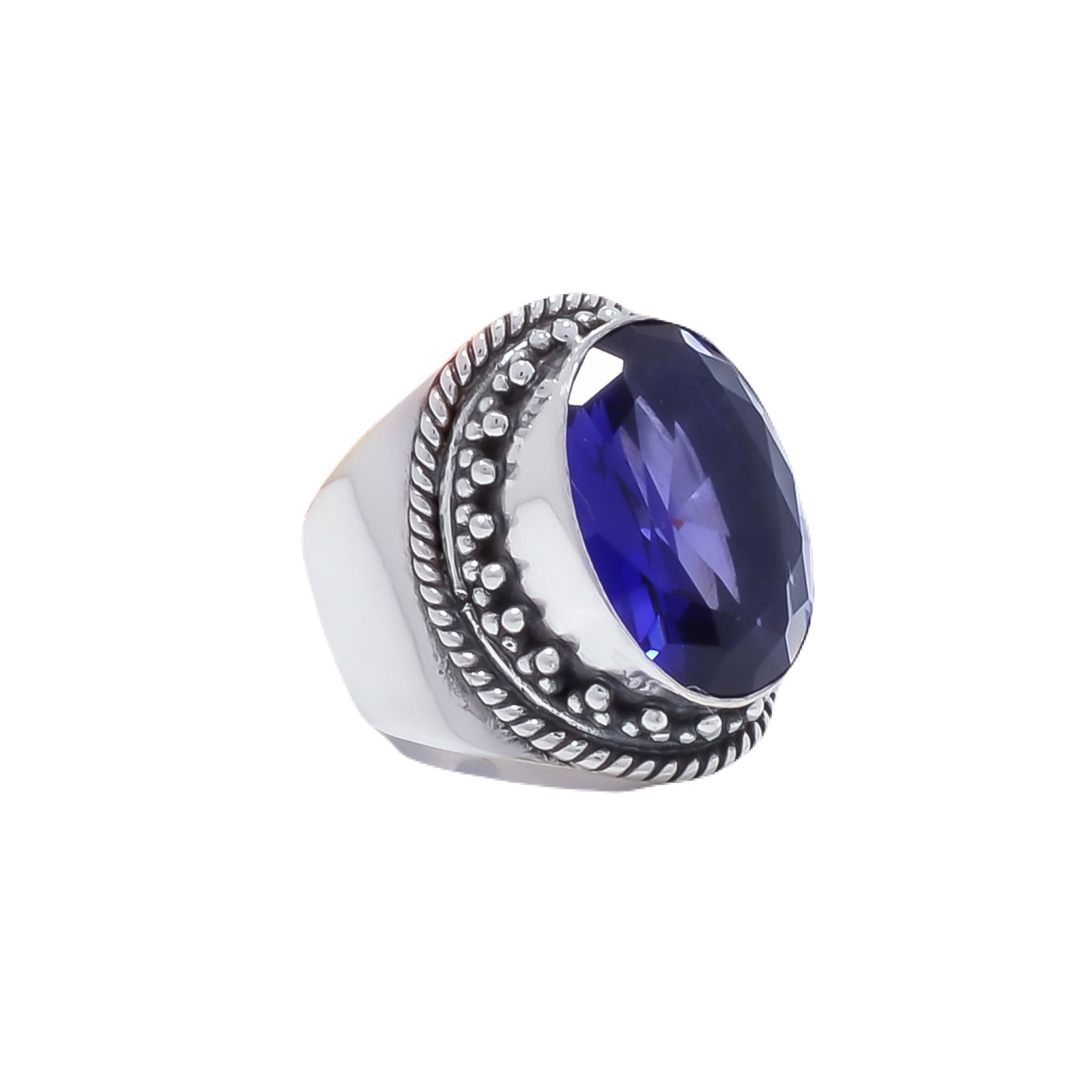 Iolite - Simulated Gemstone 925 Sterling Silver Ring