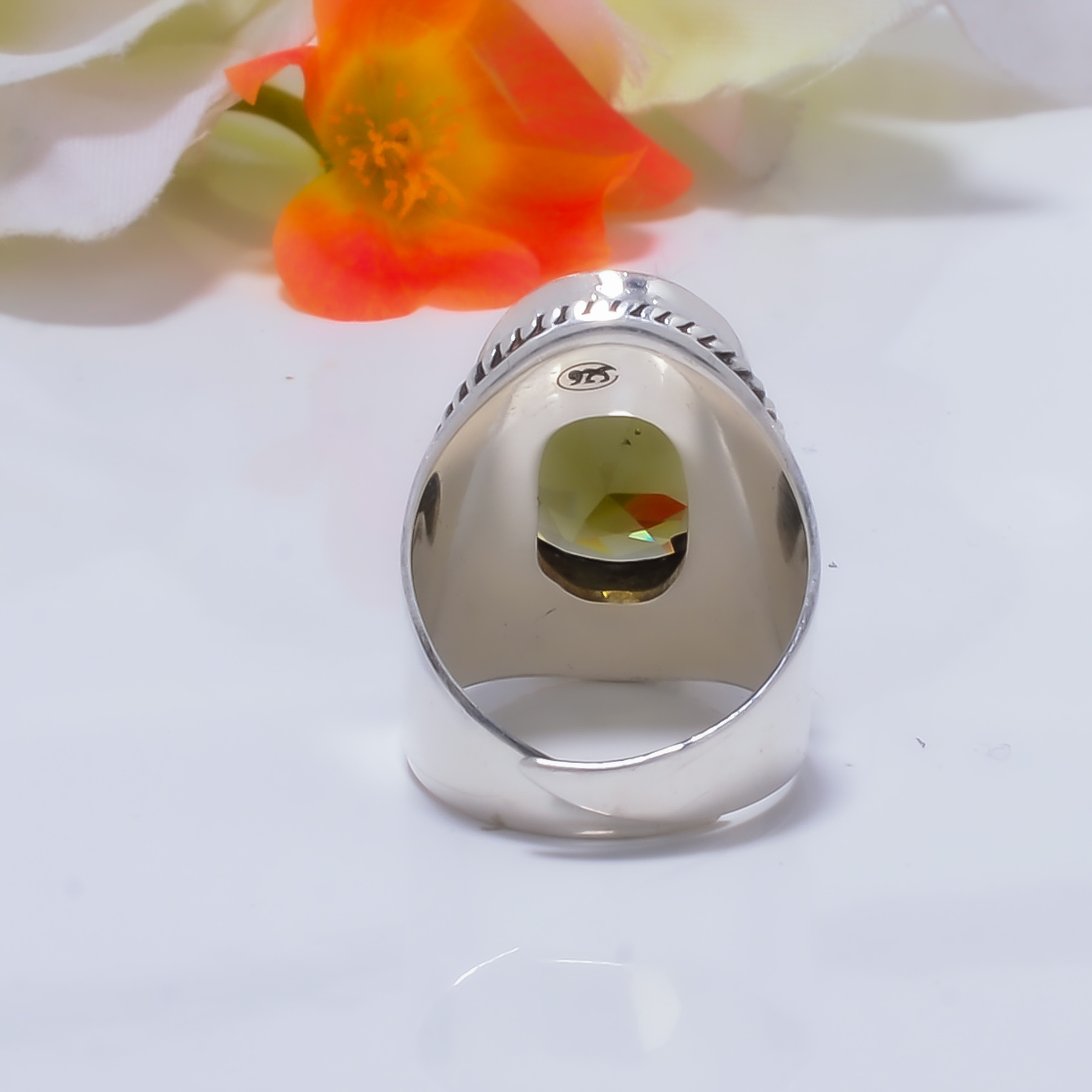Smokey - Simulated Gemstone 925 Sterling Silver Ring