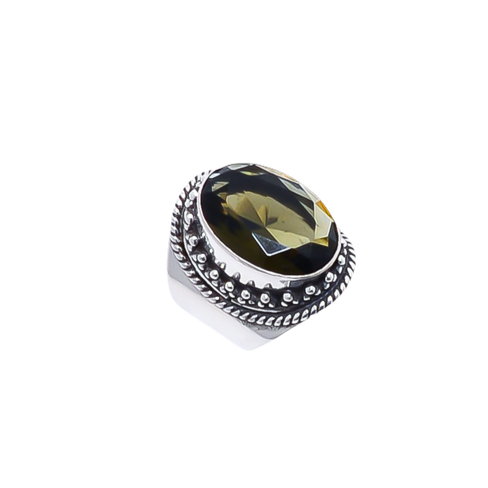 Smokey - Simulated Gemstone 925 Sterling Silver Ring
