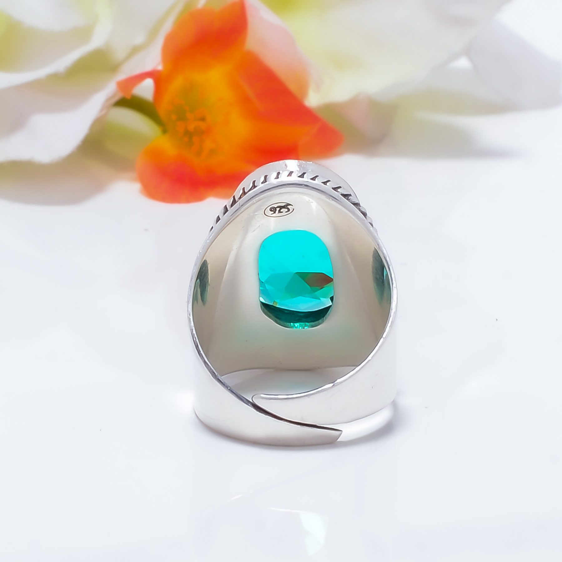 Apatite - Simulated Gemstone 925 Sterling Silver Ring