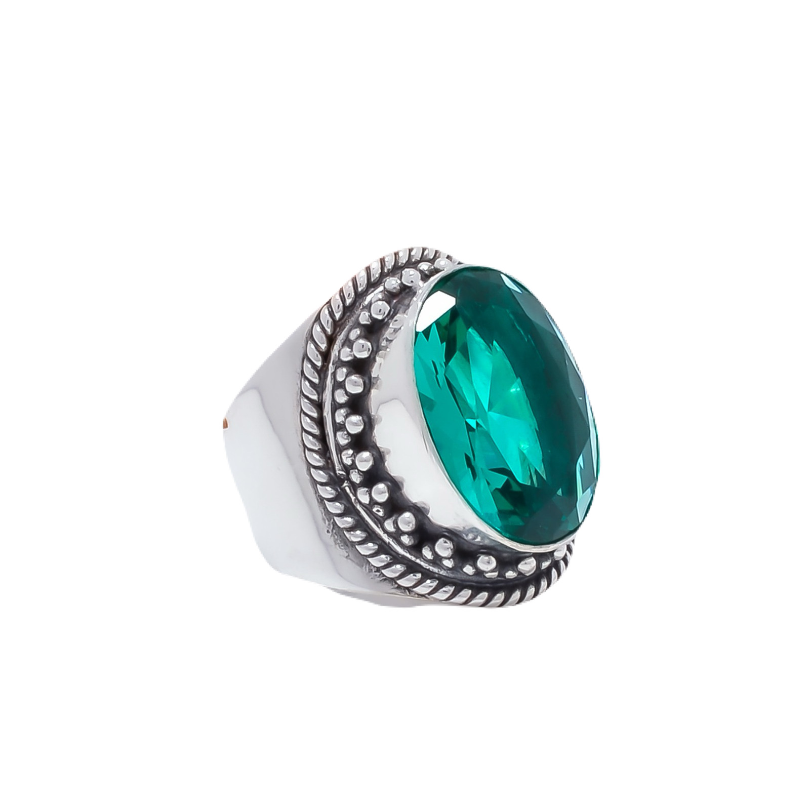 Apatite - Simulated Gemstone 925 Sterling Silver Ring