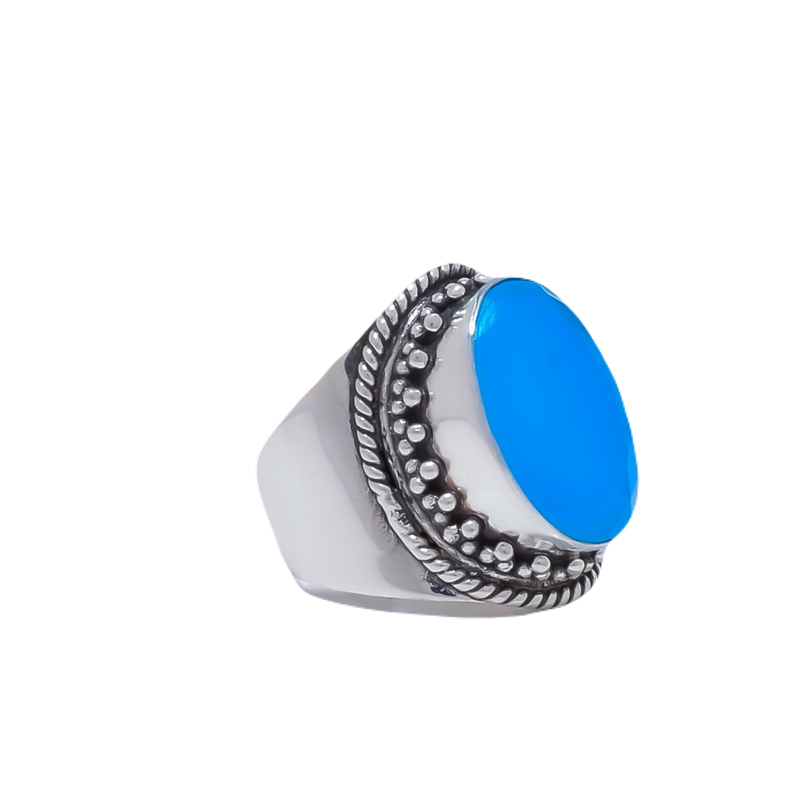 Blue Chalcedony - Simulated Gemstone 925 Sterling Silver Ring
