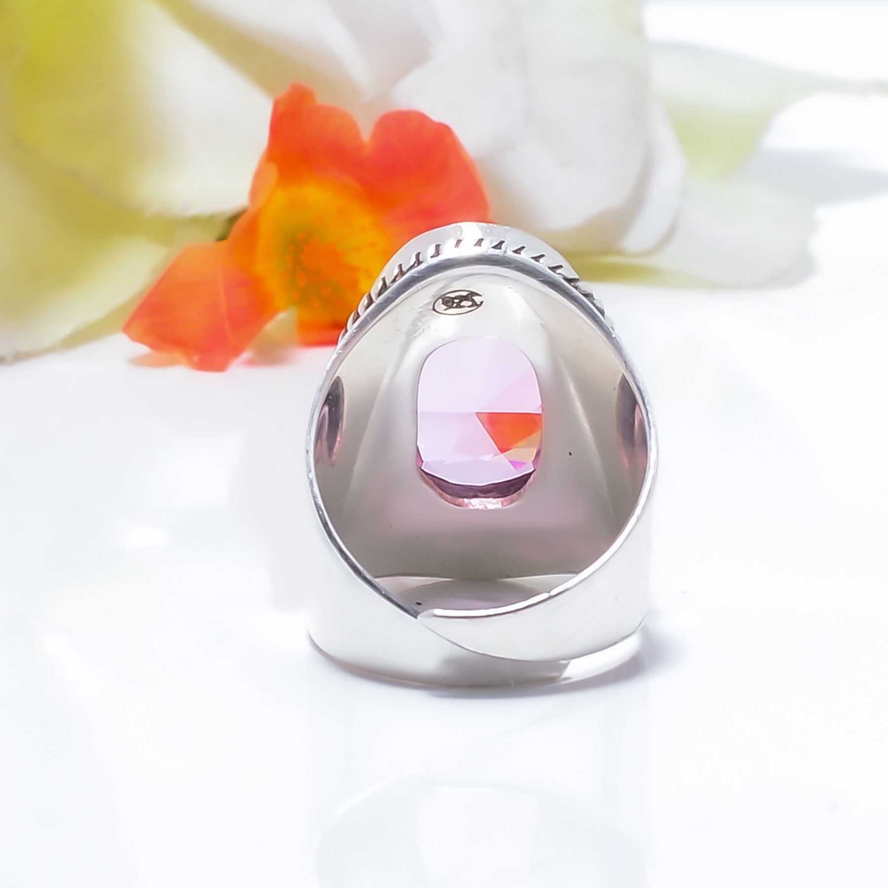 Pink Kunzite - Simulated Gemstone 925 Sterling Silver Ring