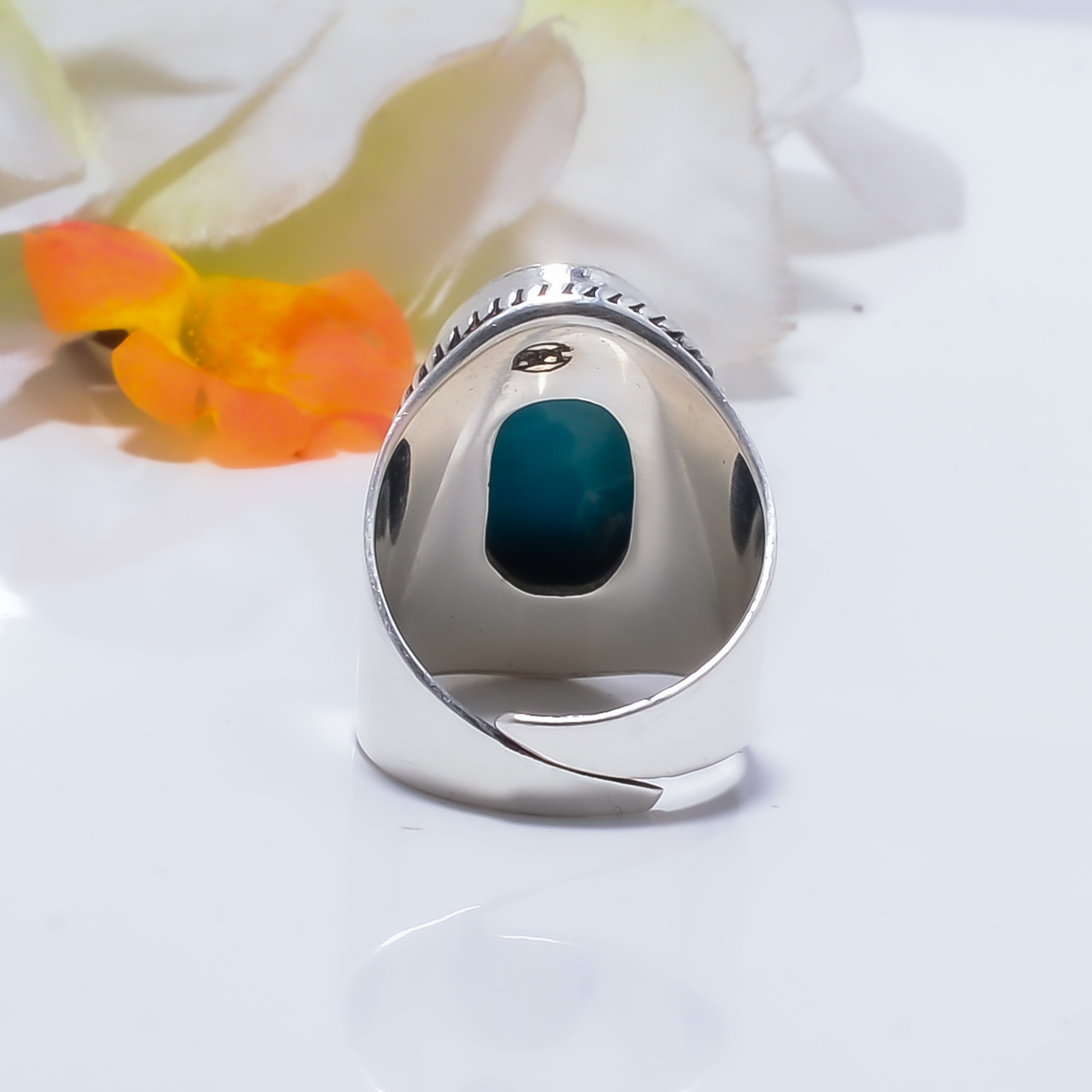 Larimar - Simulated Gemstone 925 Sterling Silver Ring