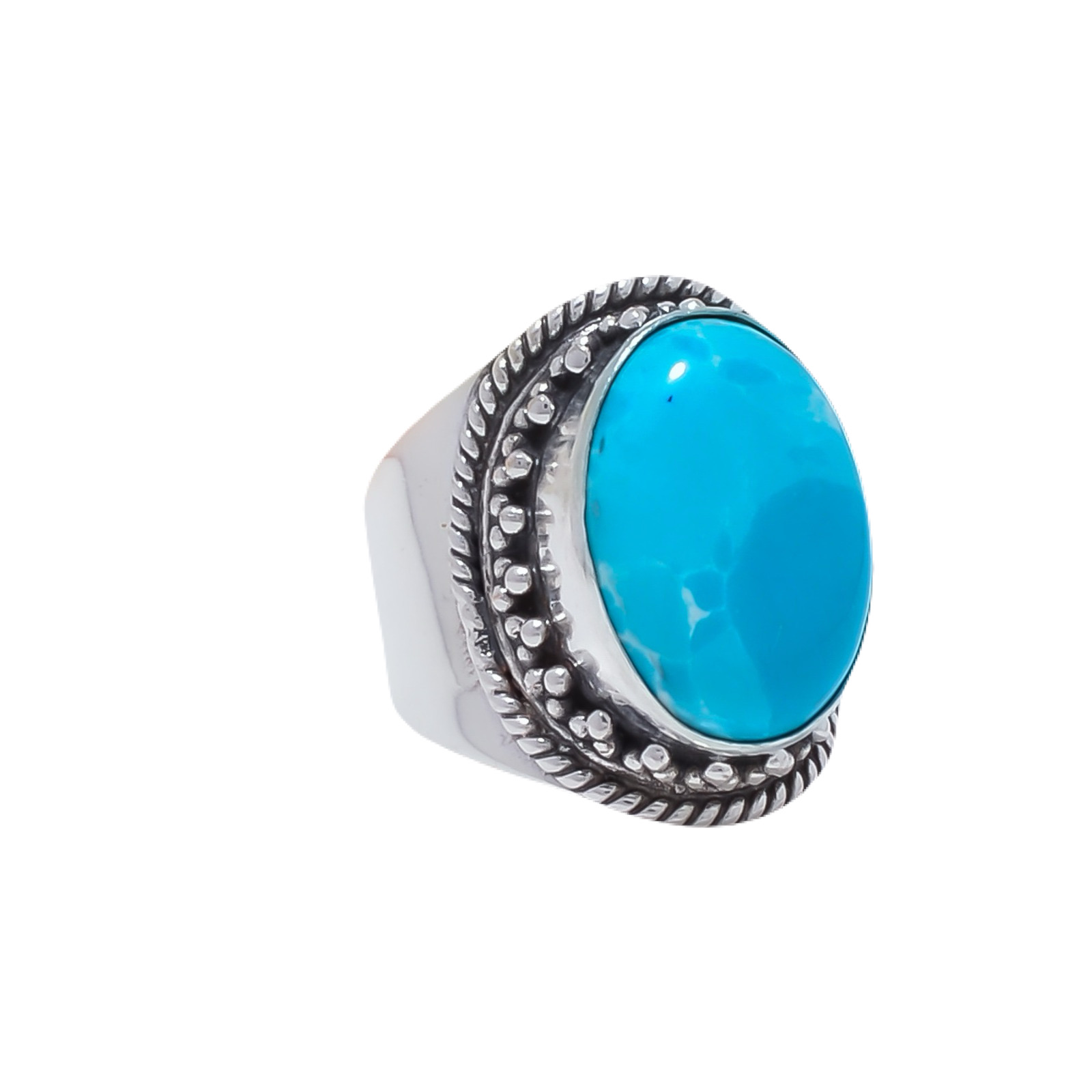 Larimar - Simulated Gemstone 925 Sterling Silver Ring