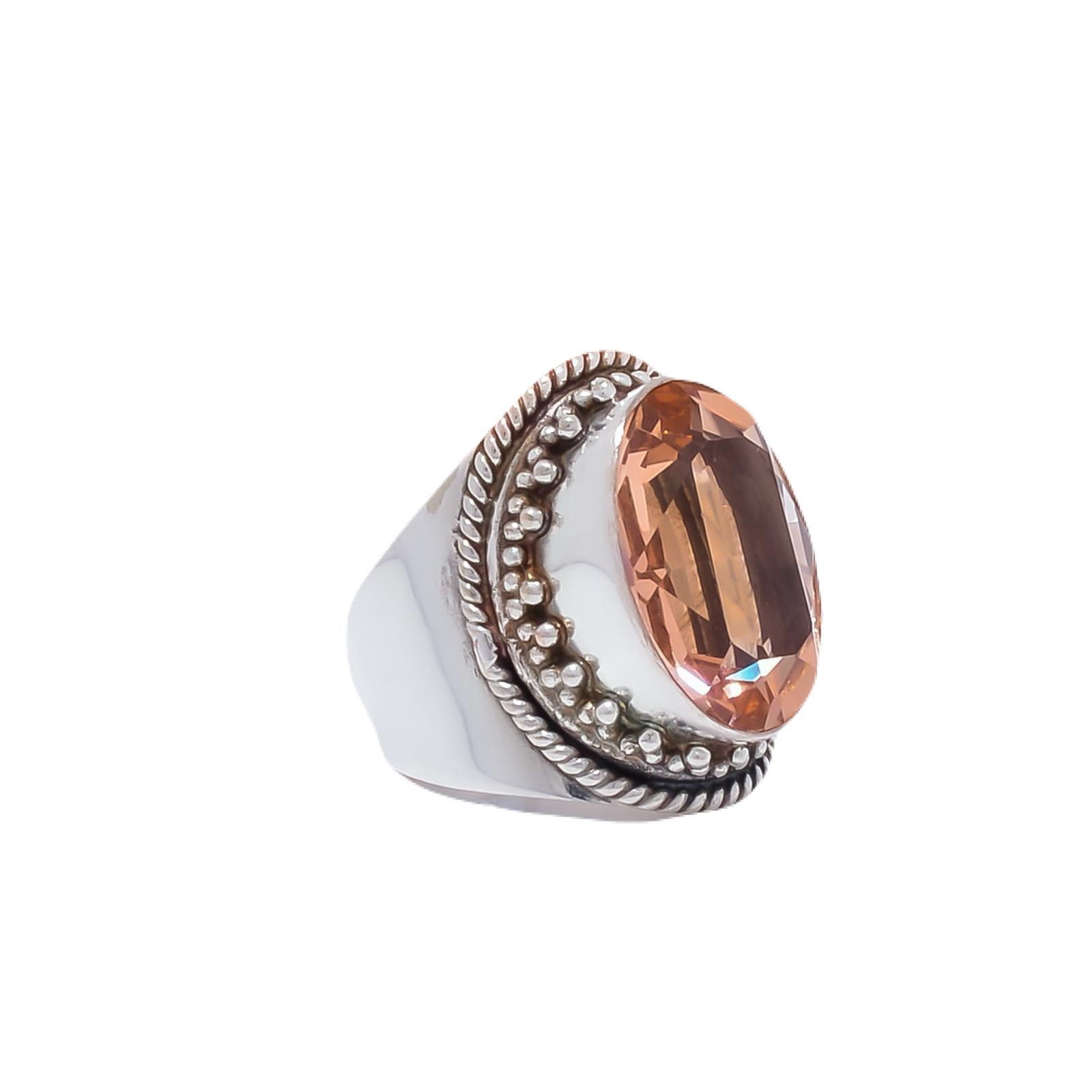 Morganite - Simulated Gemstone 925 Sterling Silver Ring
