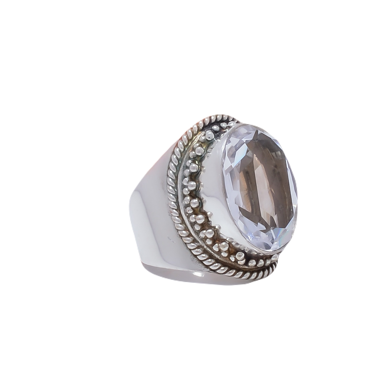 White Topaz - Simulated Gemstone 925 Sterling Silver Ring