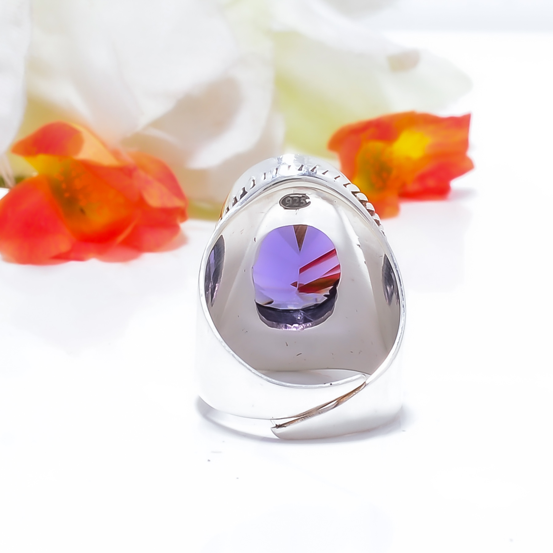 Purple Amethyst - Simulated Gemstone 925 Sterling Silver Ring