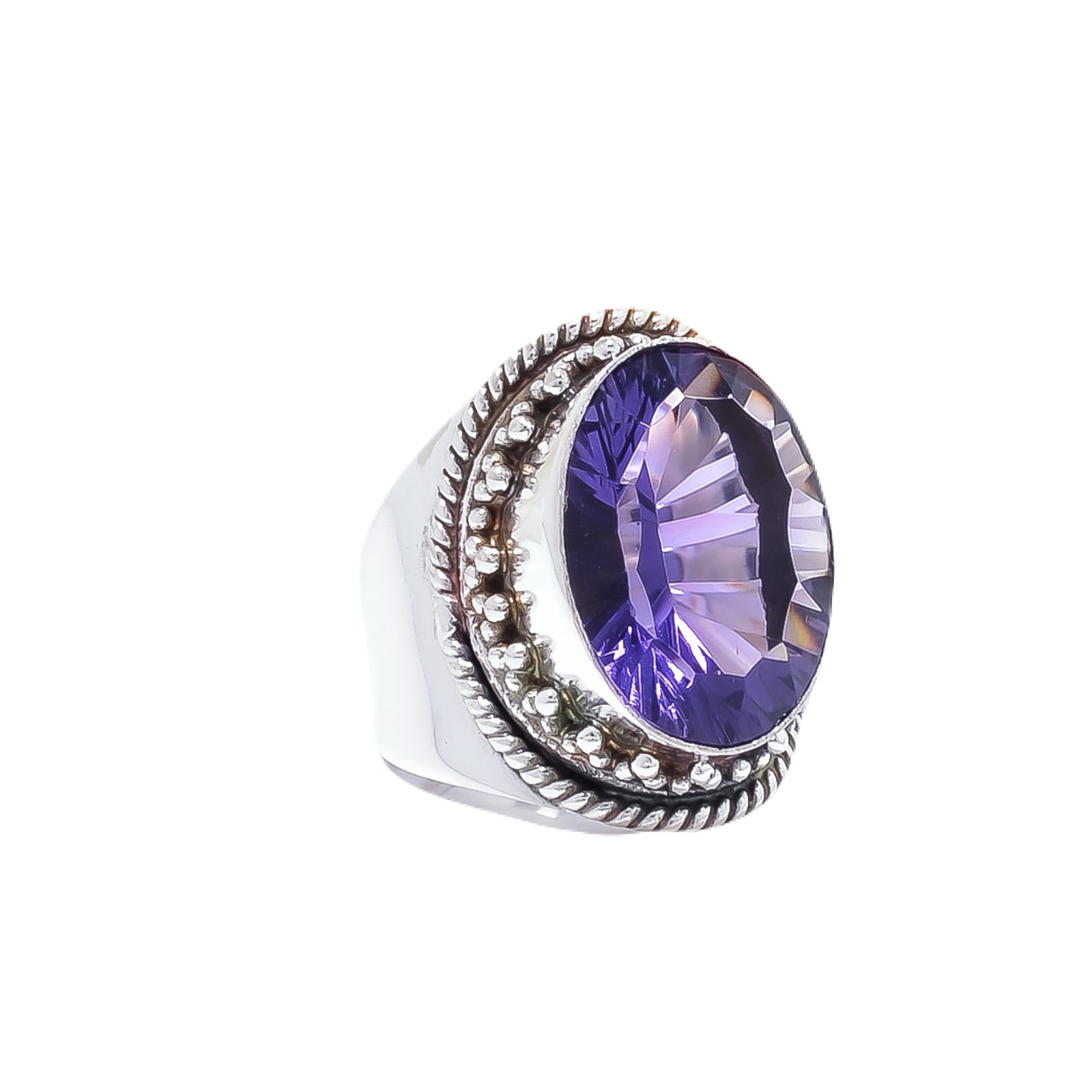 Purple Amethyst - Simulated Gemstone 925 Sterling Silver Ring