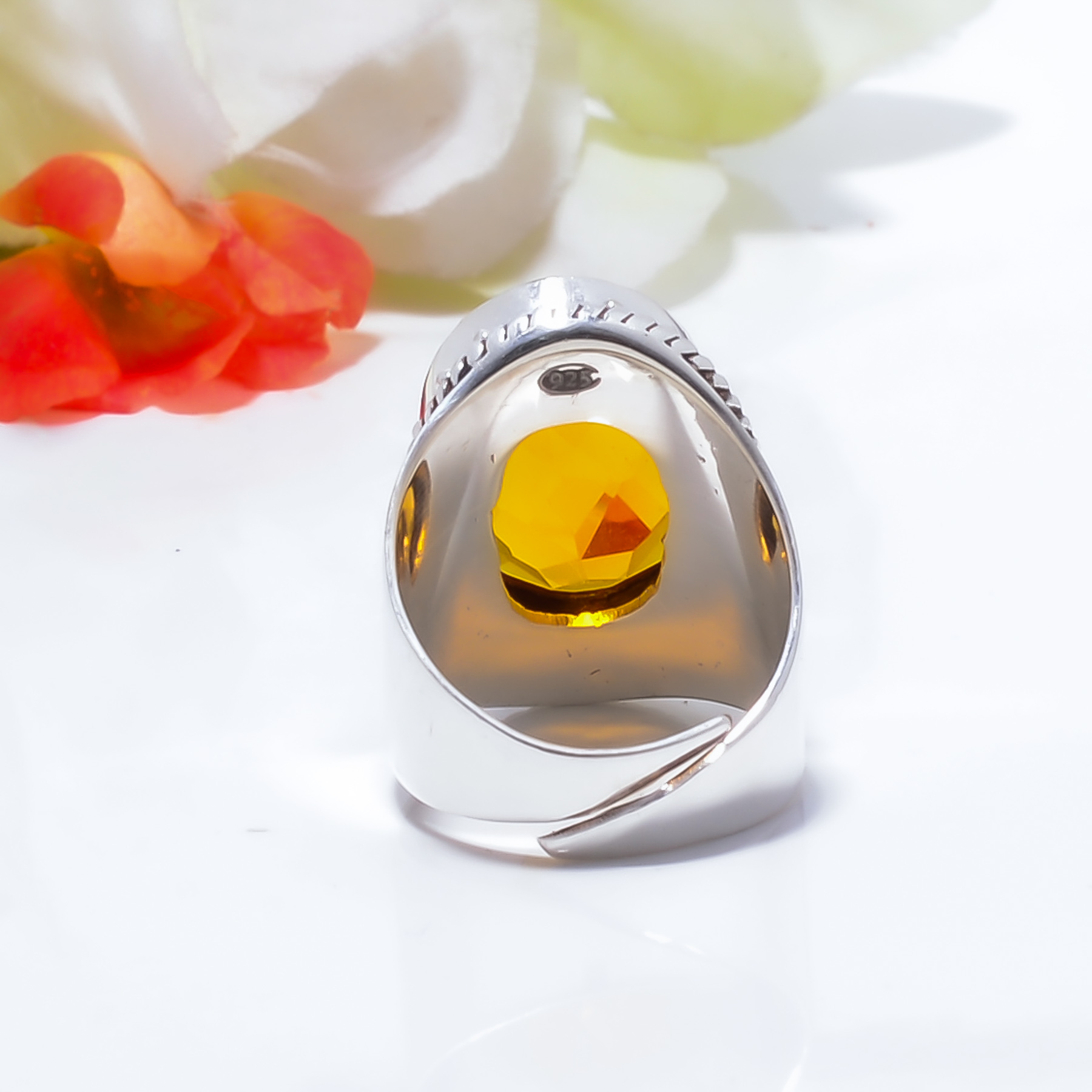 Citrine - Simulated Gemstone 925 Sterling Silver Ring