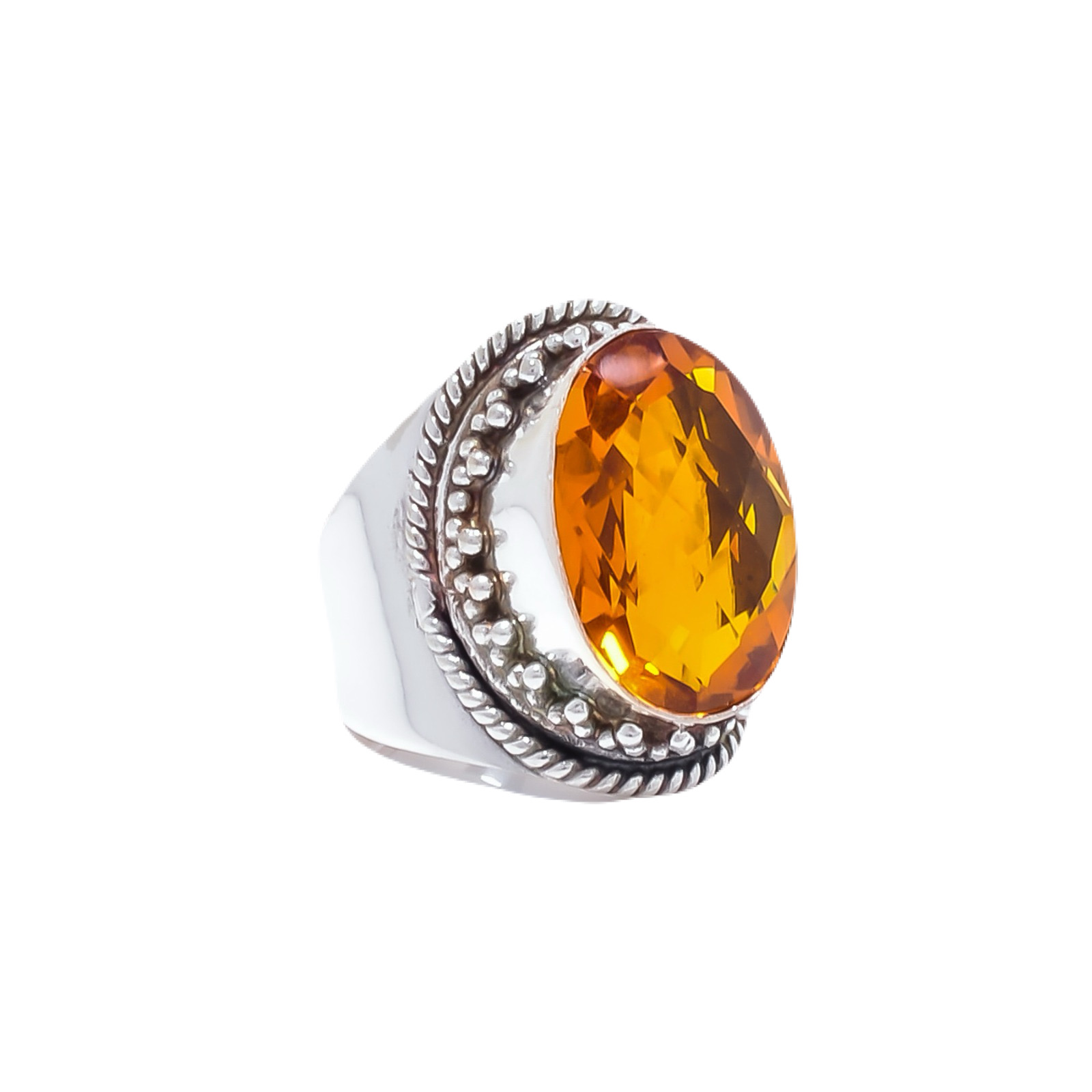 Citrine - Simulated Gemstone 925 Sterling Silver Ring