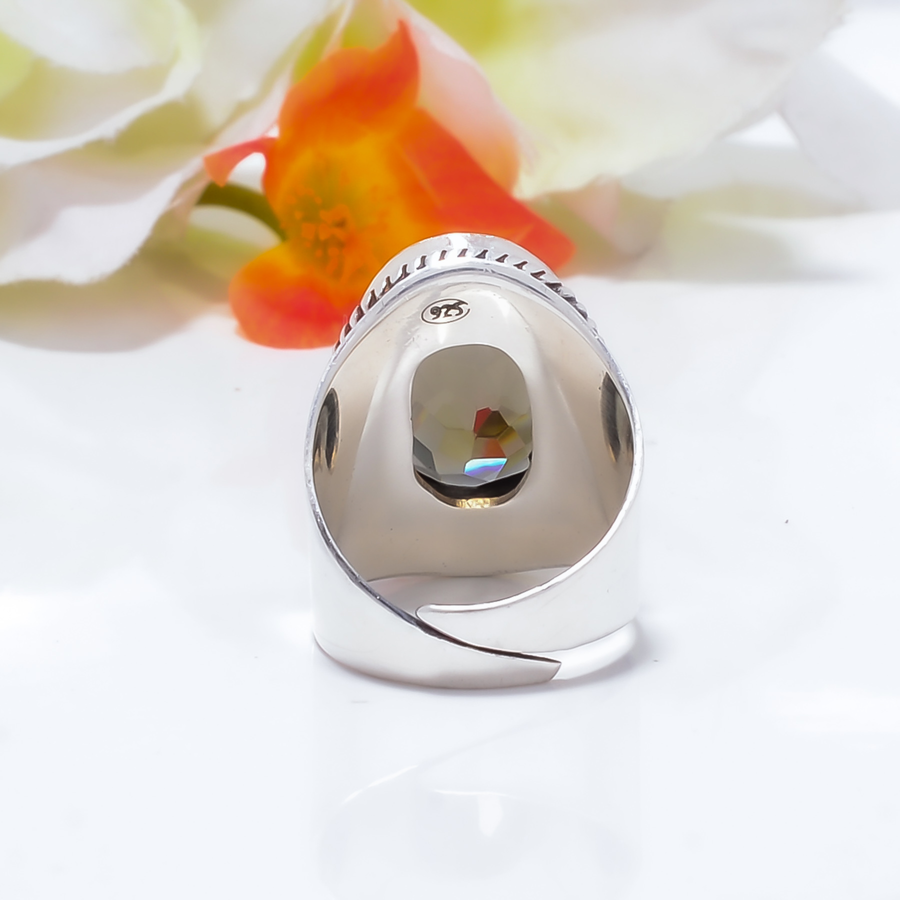 Smokey - Simulated Gemstone 925 Sterling Silver Ring