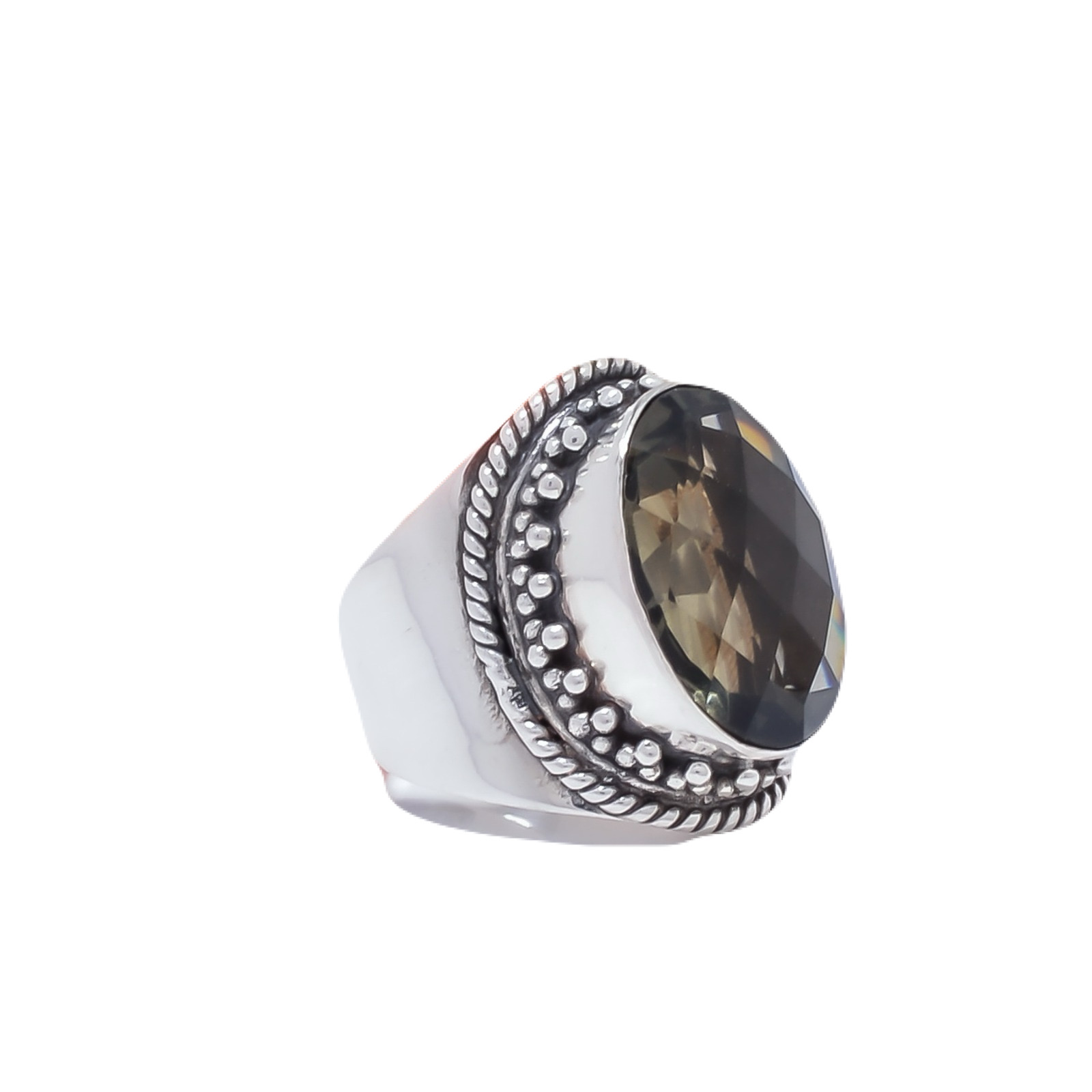 Smokey - Simulated Gemstone 925 Sterling Silver Ring