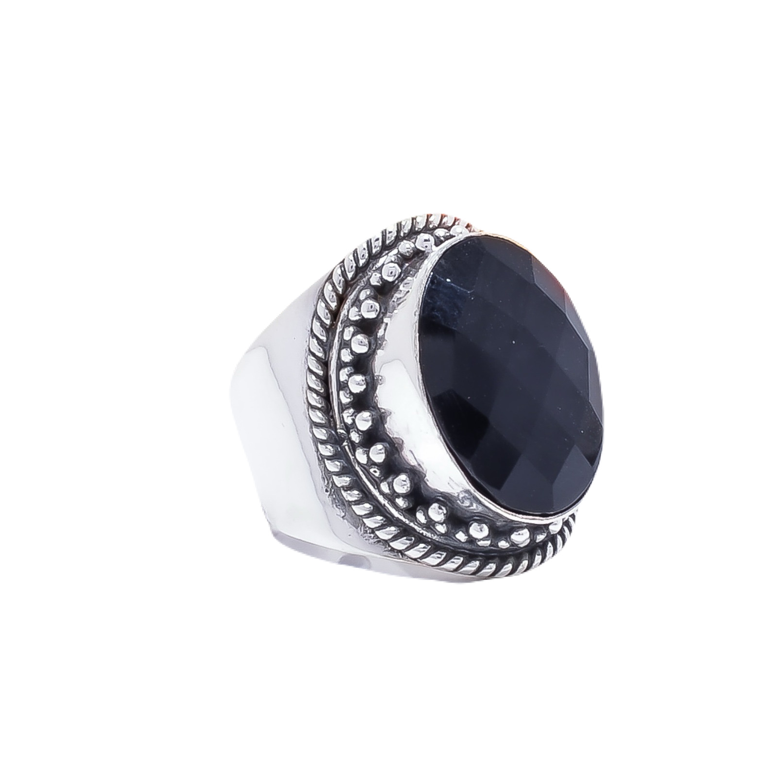 Black Onyx - Simulated Gemstone 925 Sterling Silver Ring