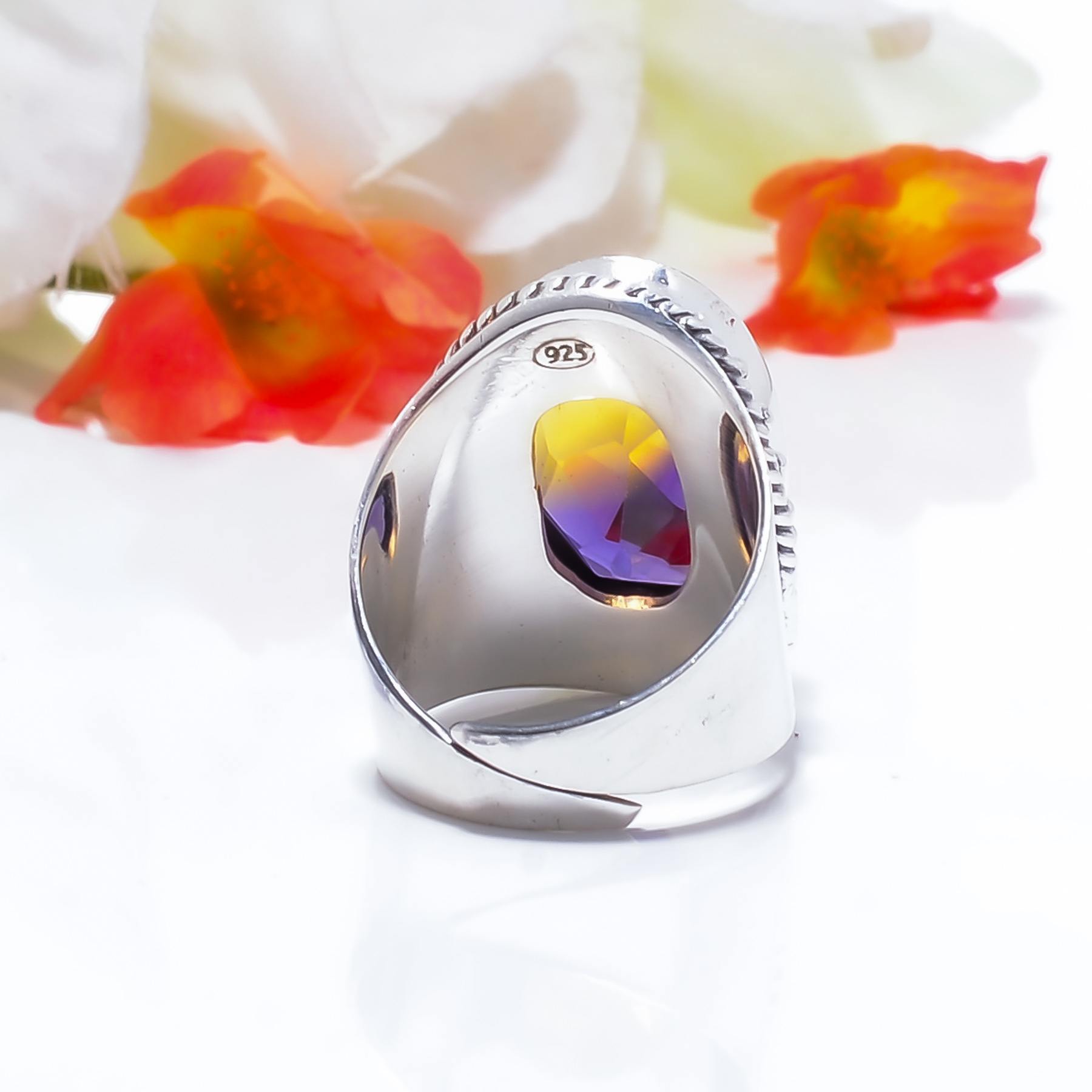 Ametrine - Simulated Gemstone 925 Sterling Silver Ring