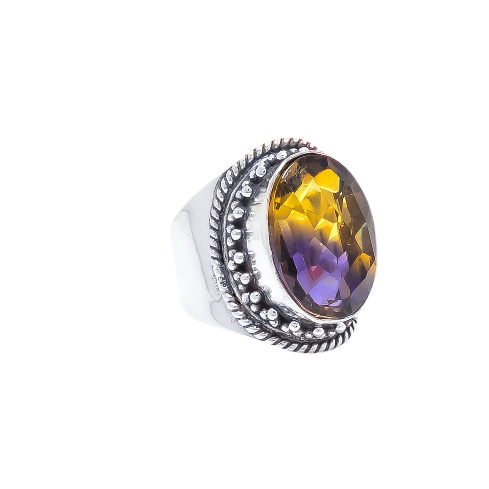 Ametrine - Simulated Gemstone 925 Sterling Silver Ring
